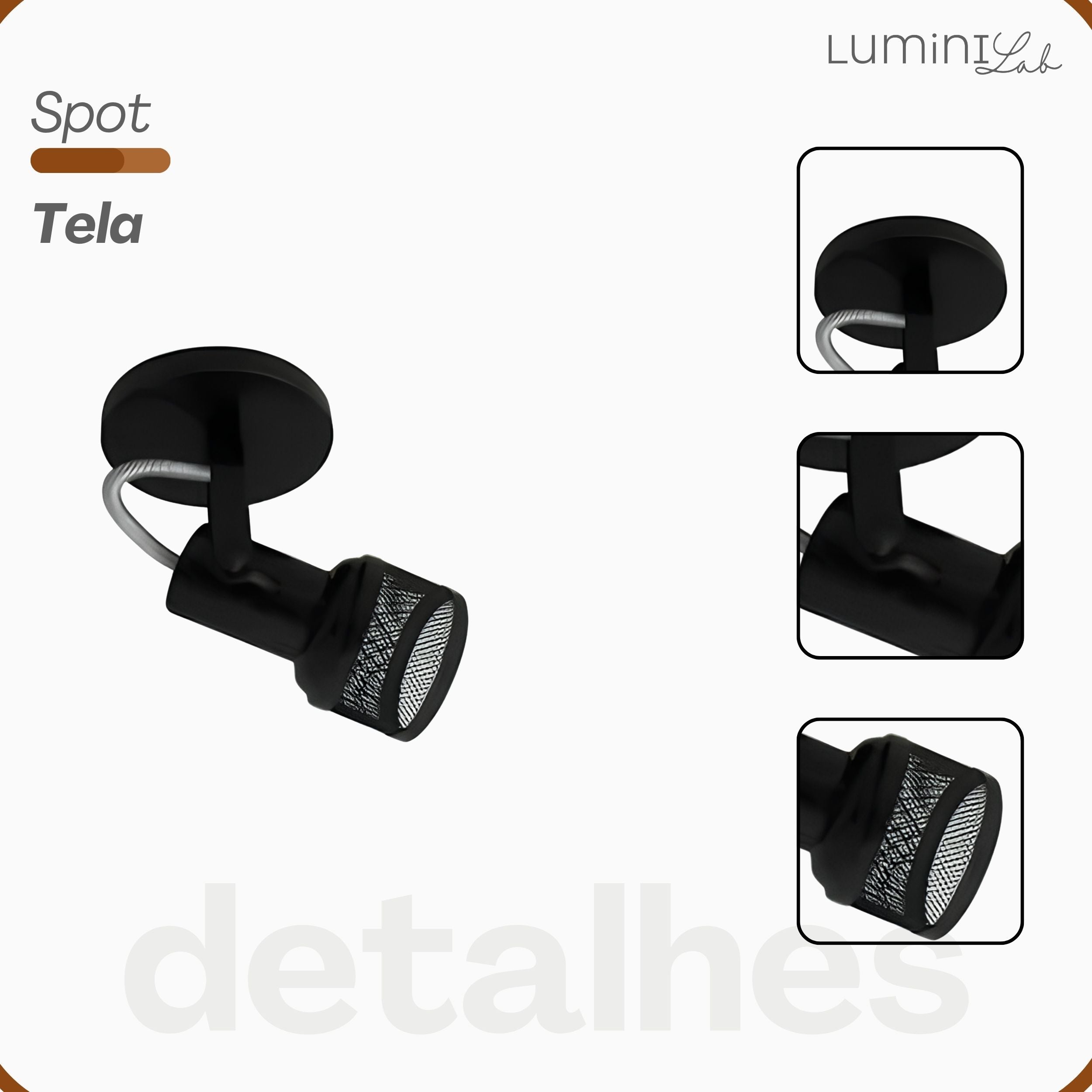 Spot Tela Aluminio Teto E27 1 Luz Lumini Lab