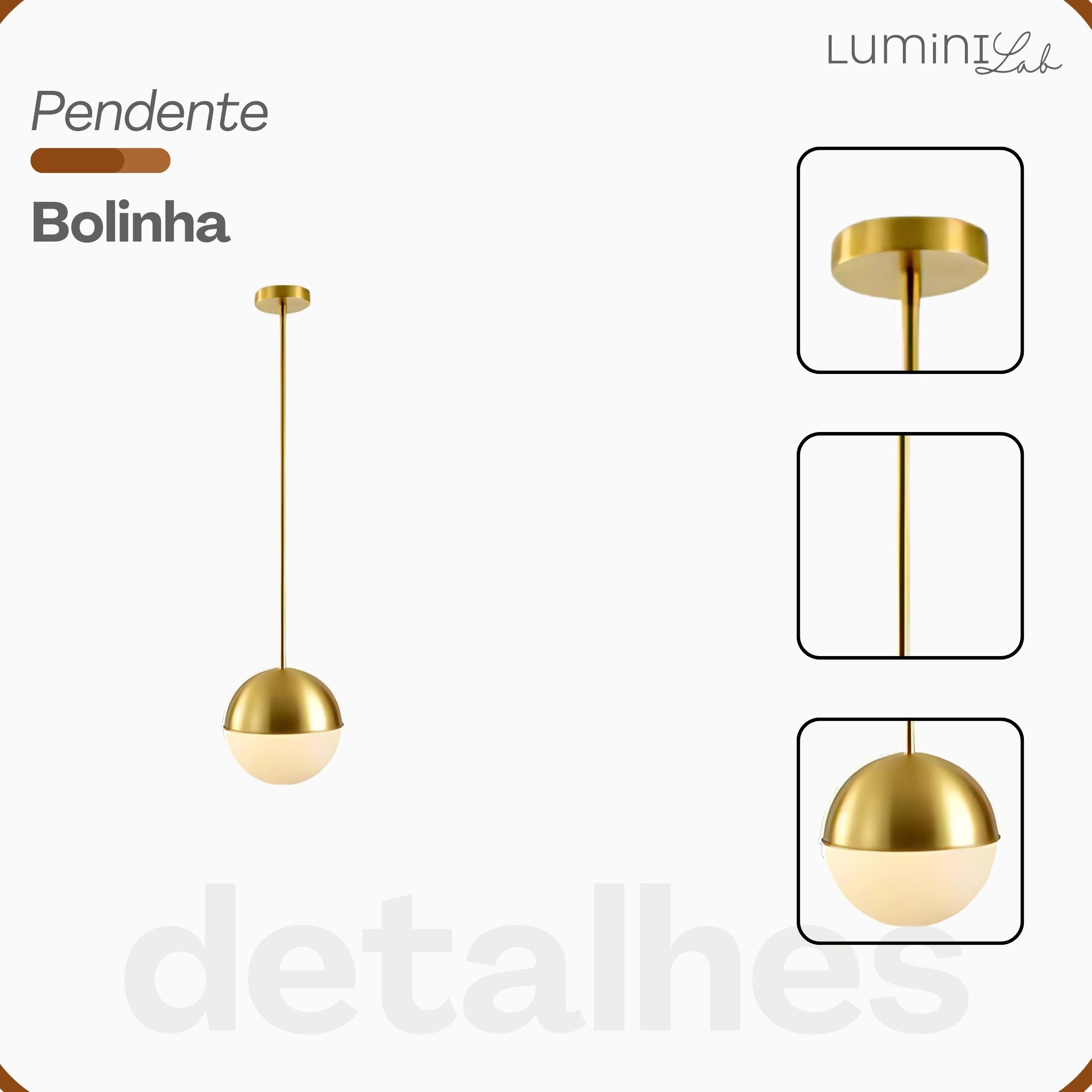 Pendente Bolinha Aluminio Teto Cabo 1 metro 1 Luz G9 D12 Bivolt Lumini Lab