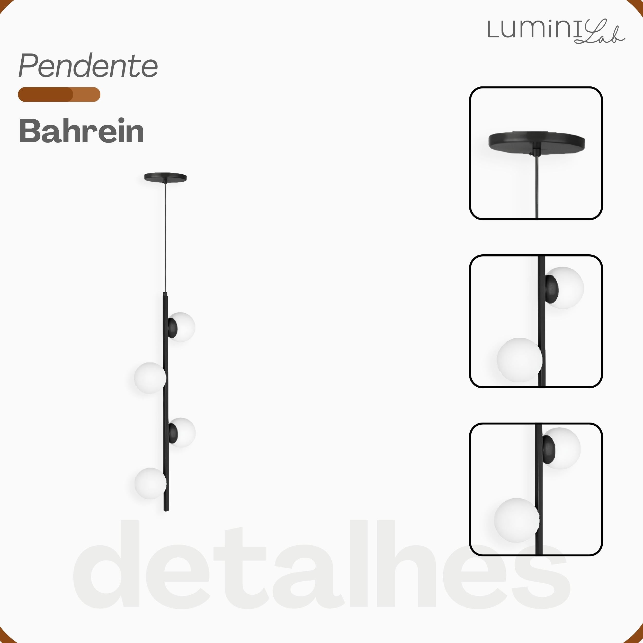 Pendente Bahrein Aluminio Teto Cabo 1 metro 4 Luzes G9 D12 Bivolt Lumini Lab