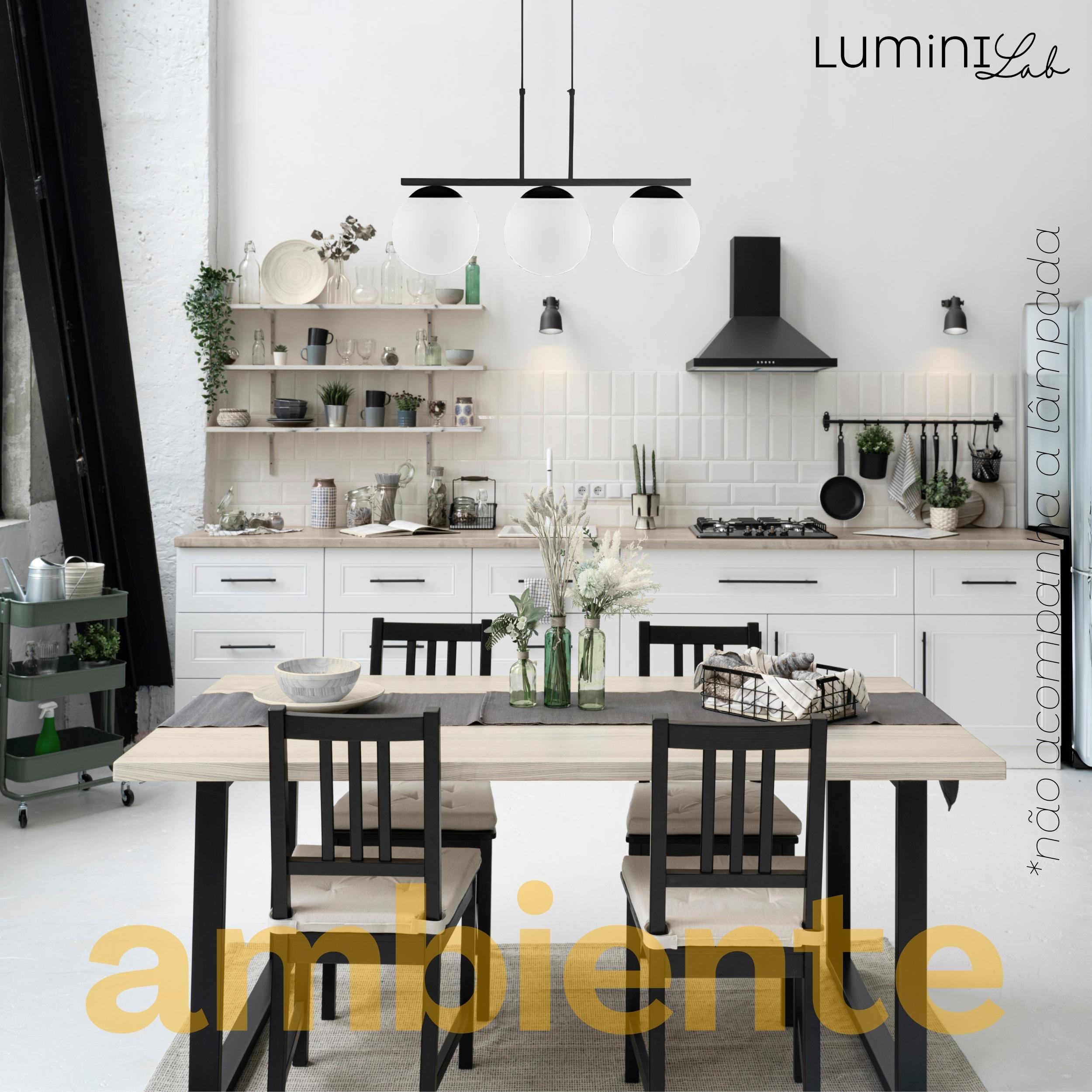 Pendente Hanover Aluminio D15 Teto E27 3 Luzes Lumini Lab