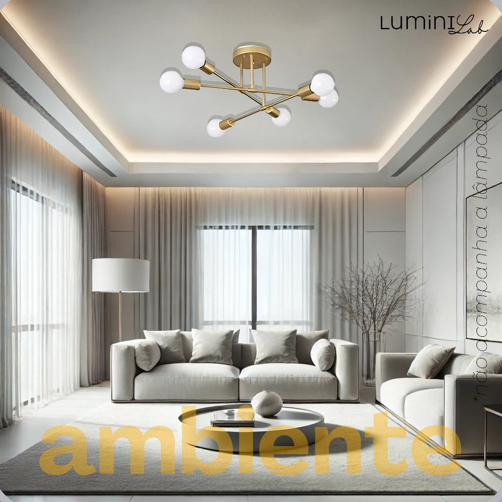 Plafon Premio Aluminio Teto E27 6 Luzes Lumini Lab