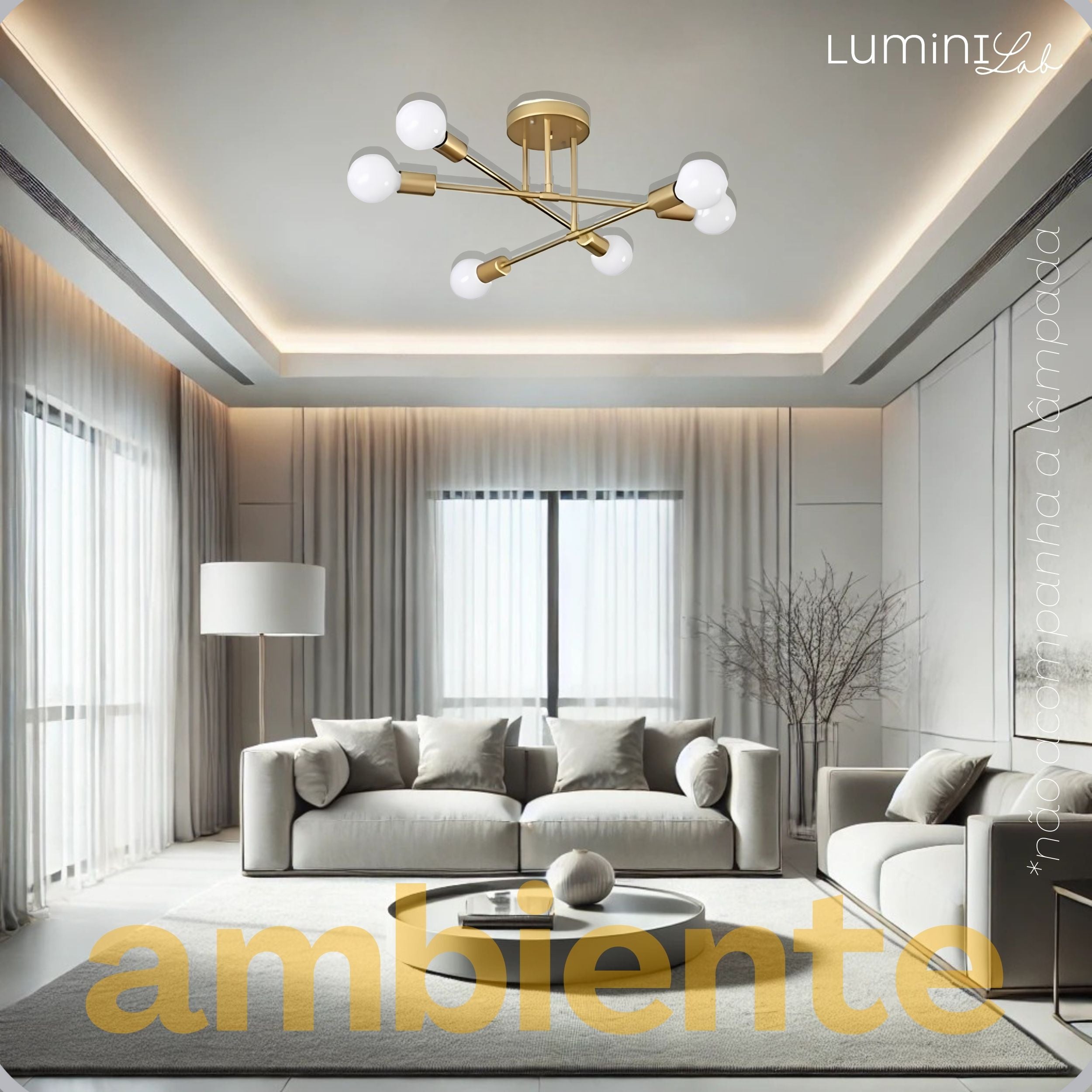 Plafon Premio Aluminio Teto E27 6 Luzes Lumini Lab