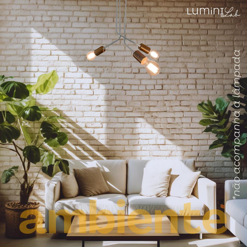 Plafon Lumiviva Aluminio Teto 3 Luzes E27 Bivolt Lumini Lab