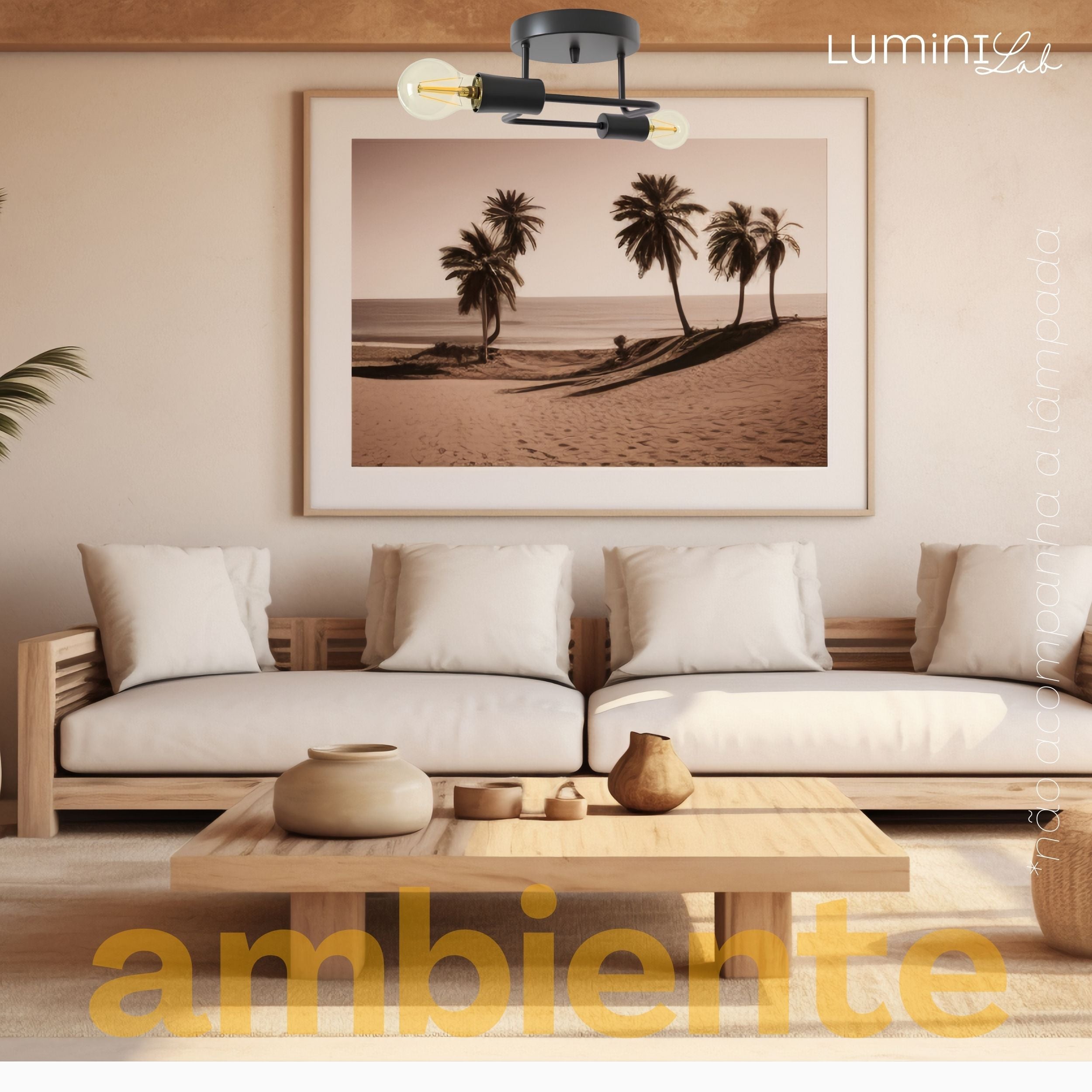 Plafon Marrakesh Aluminio Teto 2 Luzes E27 Bivolt Lumini Lab