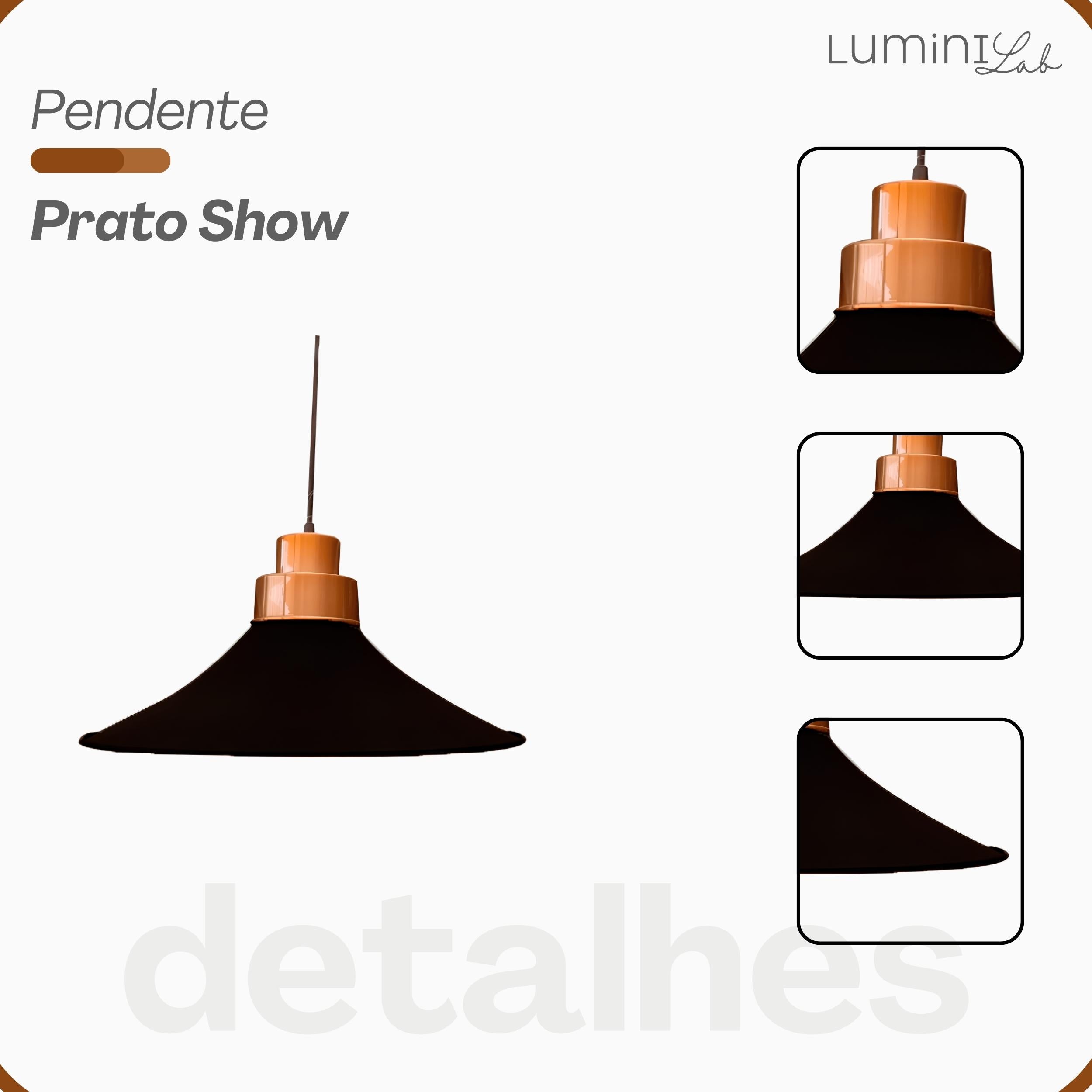 Pendente Prato Show Aluminio Teto E27 1 Luz Lumini Lab