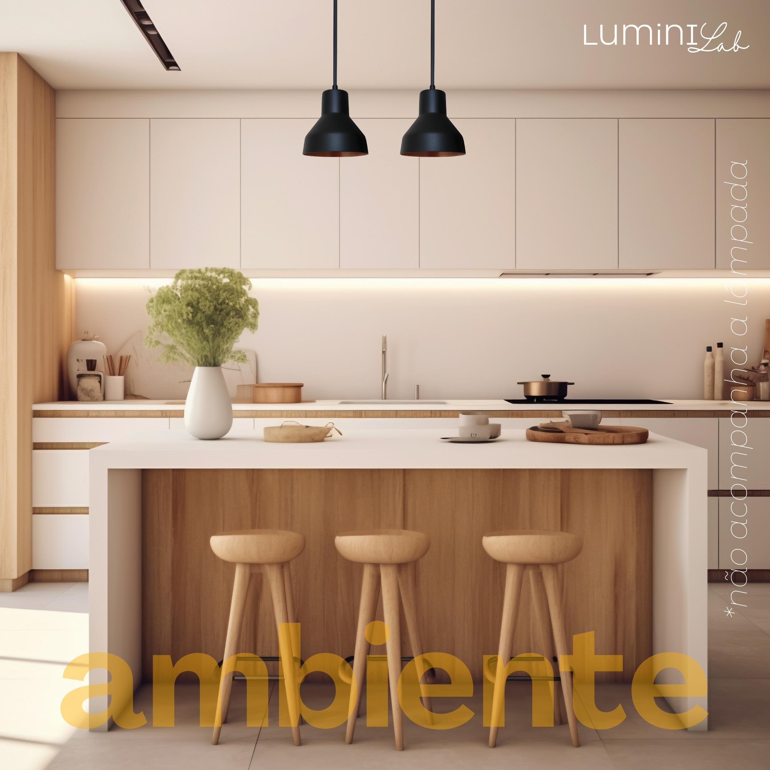 Pendente Sino Aluminio Teto E27 2 Luzes Lumini Lab