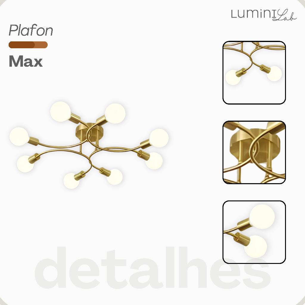 Plafon Max Aluminio Teto E27 8 Luzes Lumini Lab