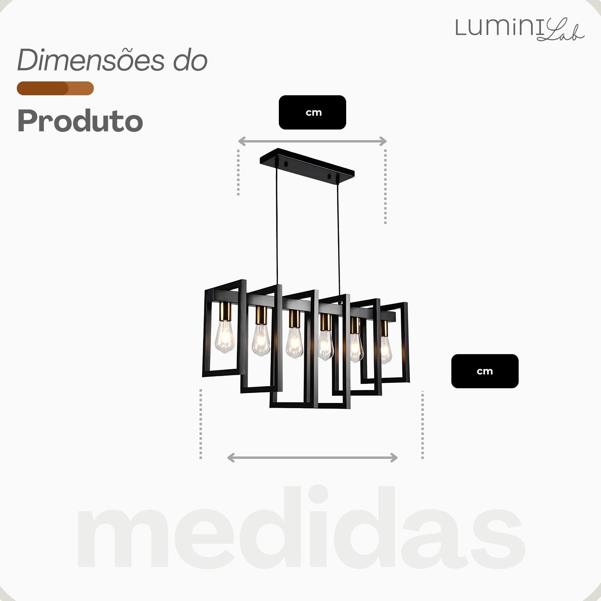 Pendente Polônia Aluminio 6 Luzes E27 Bivolt Lumini Lab