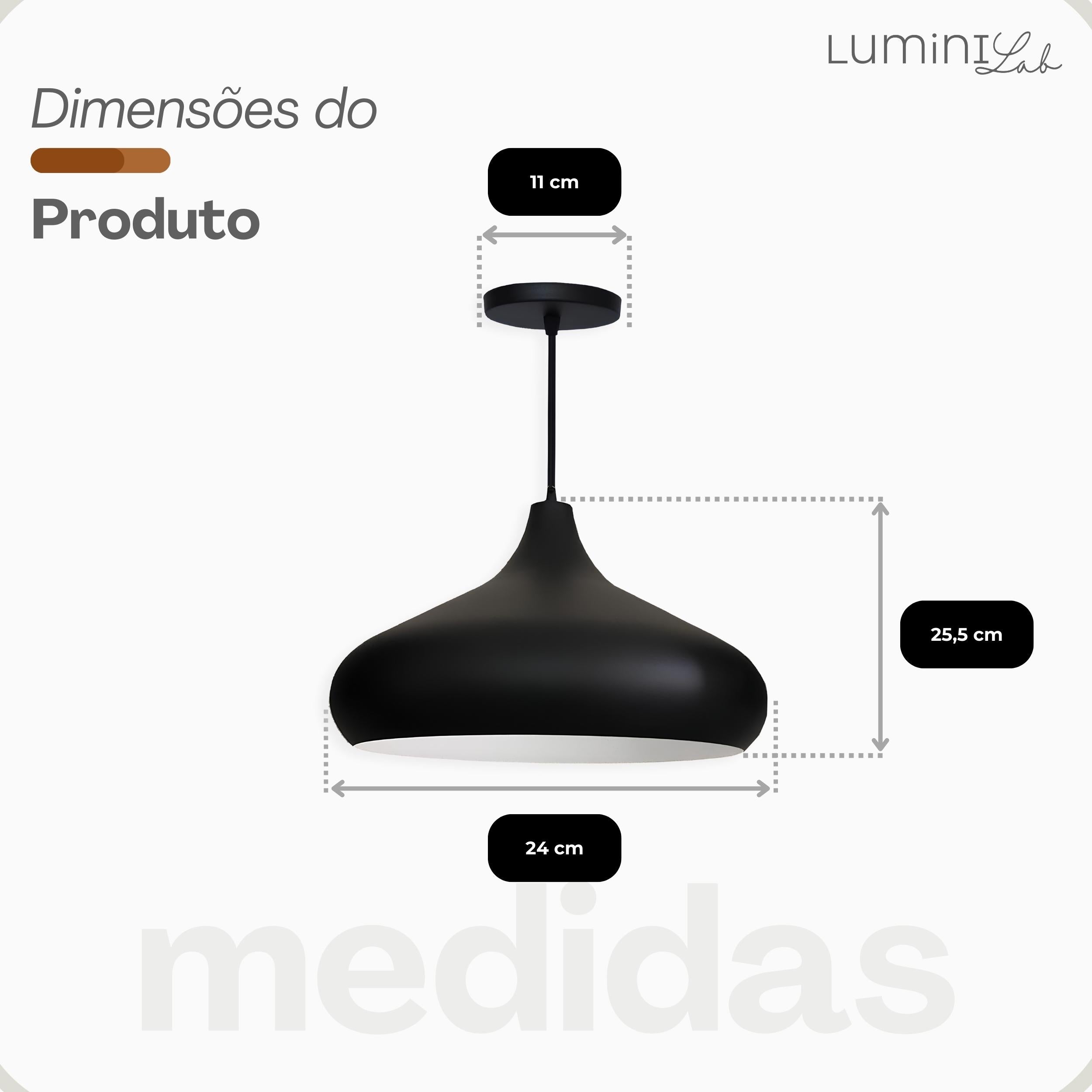 Pendente Gomo Aluminio Teto E27 1 Luz Lumini Lab
