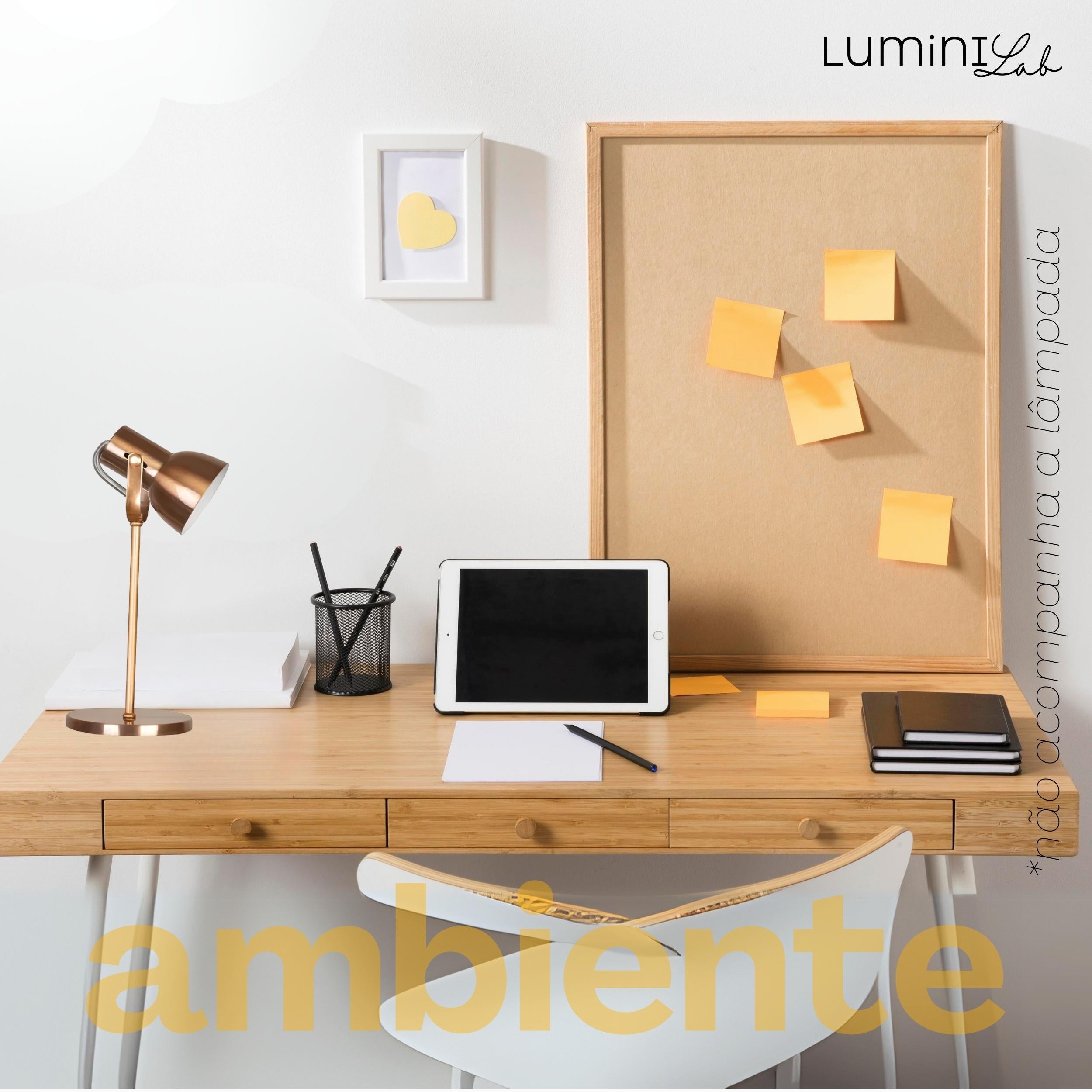 Luminaria de Mesa Cone Aluminio E27 1 Luz Fixa Lumini Lab