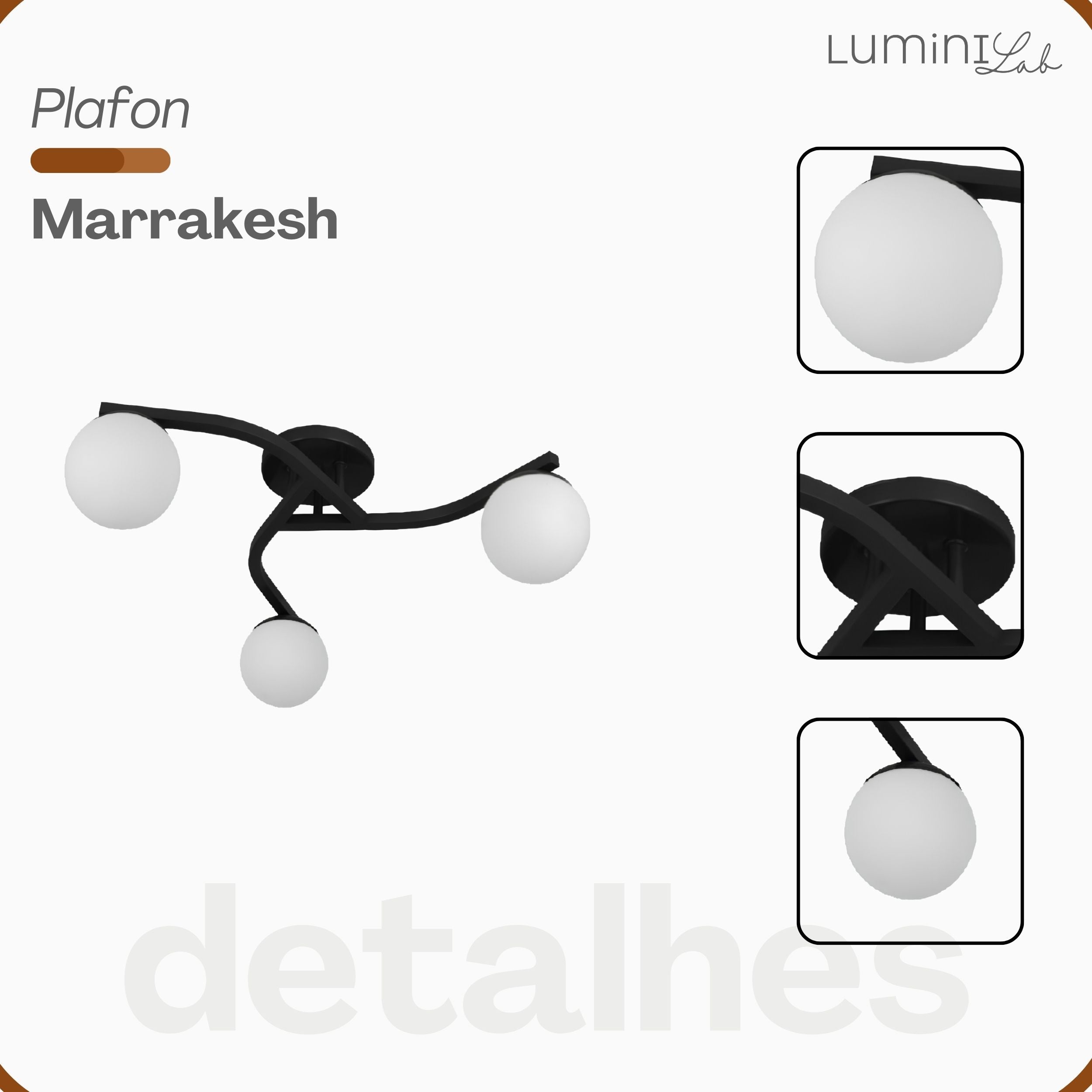 Plafon Marrakesh Aluminio Teto 3 Luzes G9 D12 Bivolt Lumini Lab