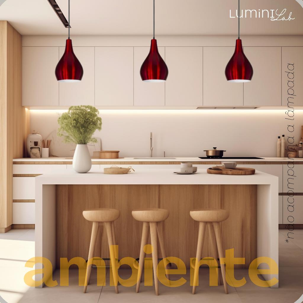Kit 3x Pendente Nepal Aluminio Teto E27 1 Luz Lumini Lab