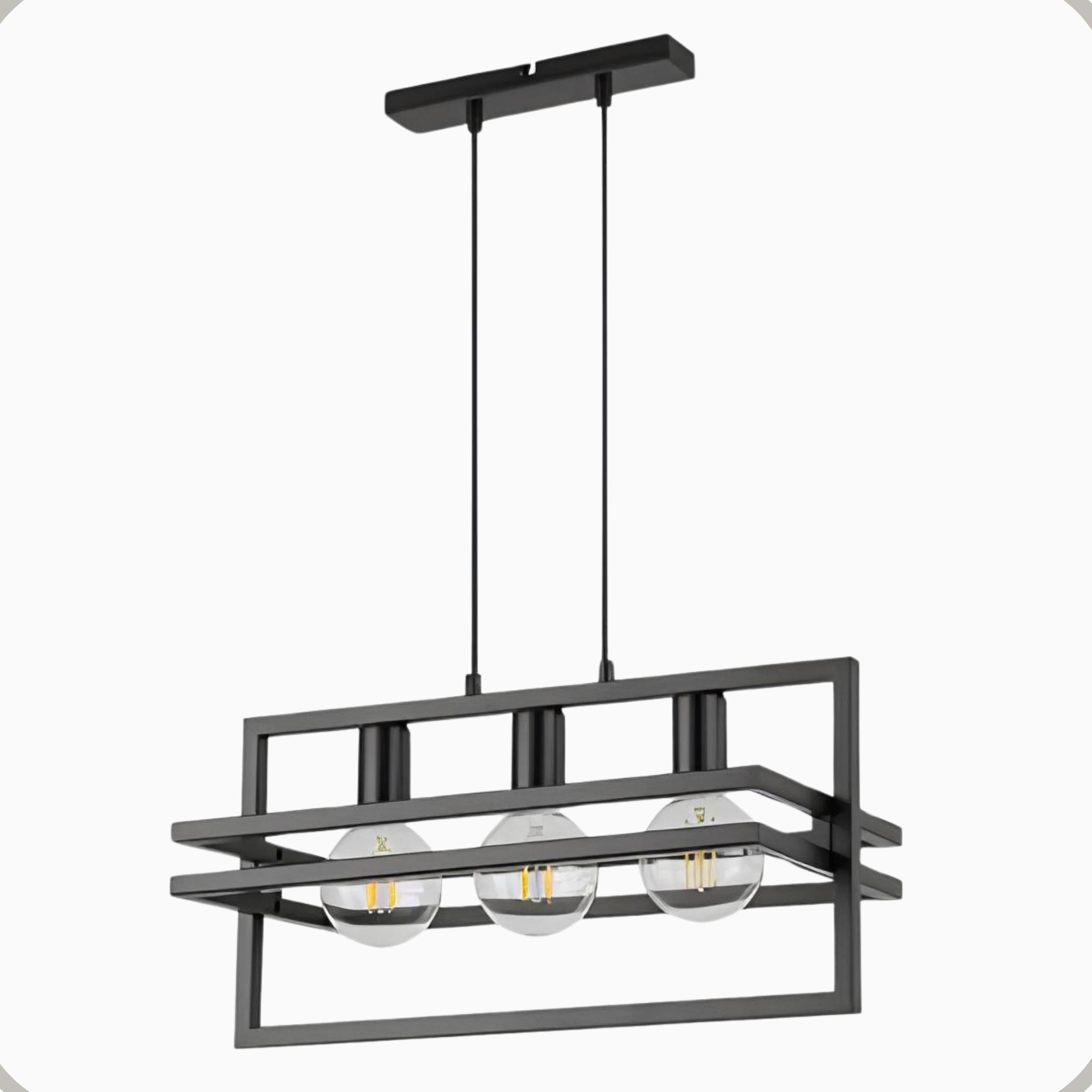 Pendente Moldura Aluminio Teto Cabo 1 metro 3 Luzes E27 Bivolt Lumini Lab