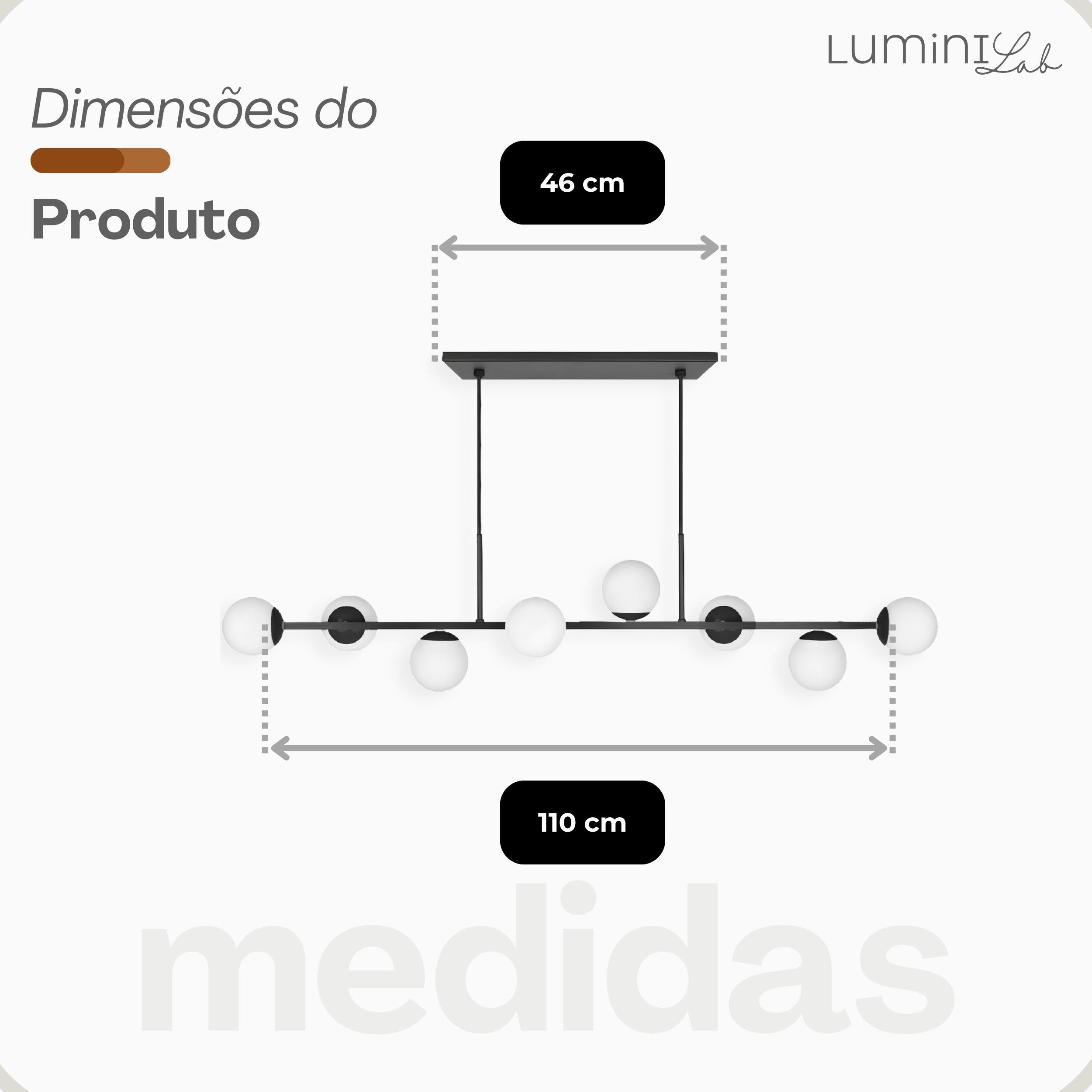 Pendente Bahrein Aluminio D12 Teto G9 8 Luzes Lumini Lab