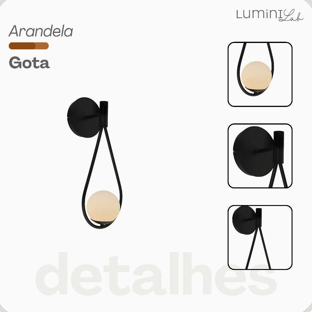 Arandela Gota Aluminio Parede 1 Luz G9 D12 Bivolt Lumini Lab