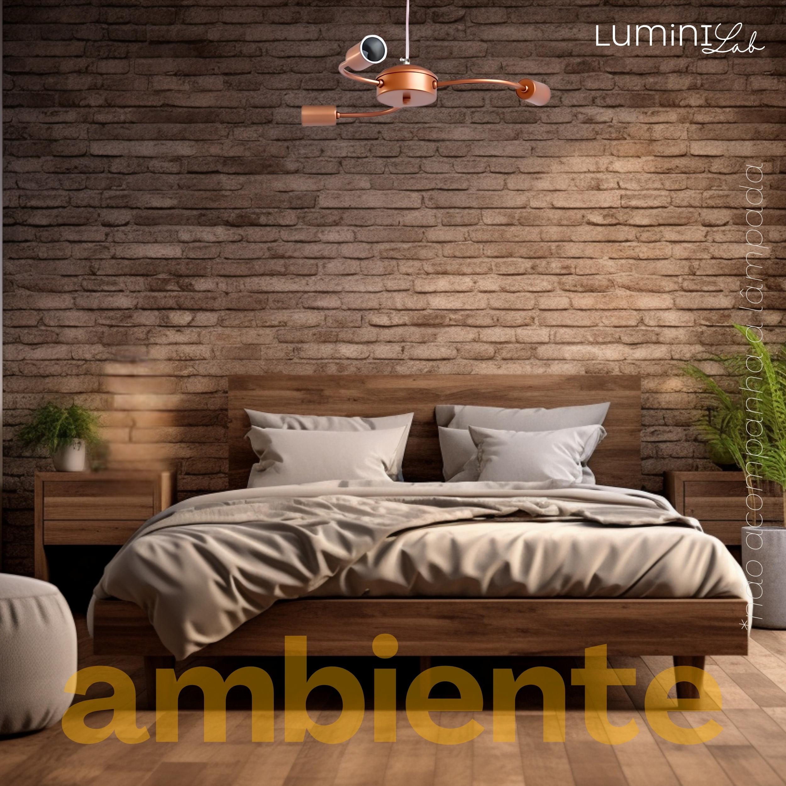 Pendente Master Aluminio Teto Cabo 1 metro 3 Luzes E27 Bivolt Lumini Lab