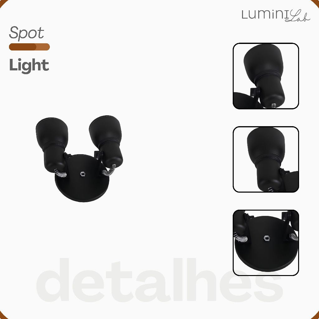 Spot Light Aluminio Teto E27 2 Luzes Lumini Lab