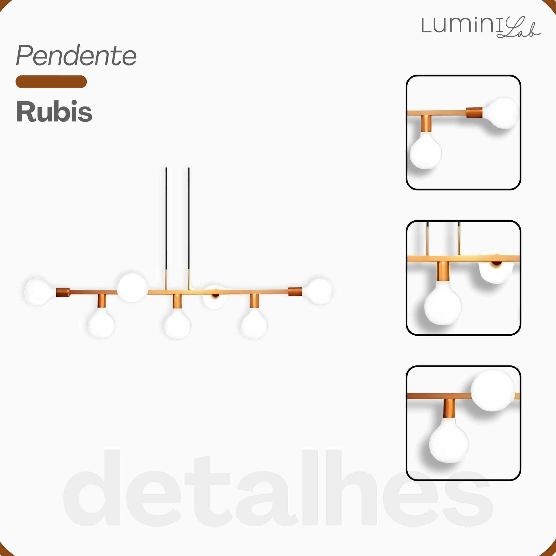 Pendente Rubis Aluminio Teto E27 7 Luzes Lumini Lab