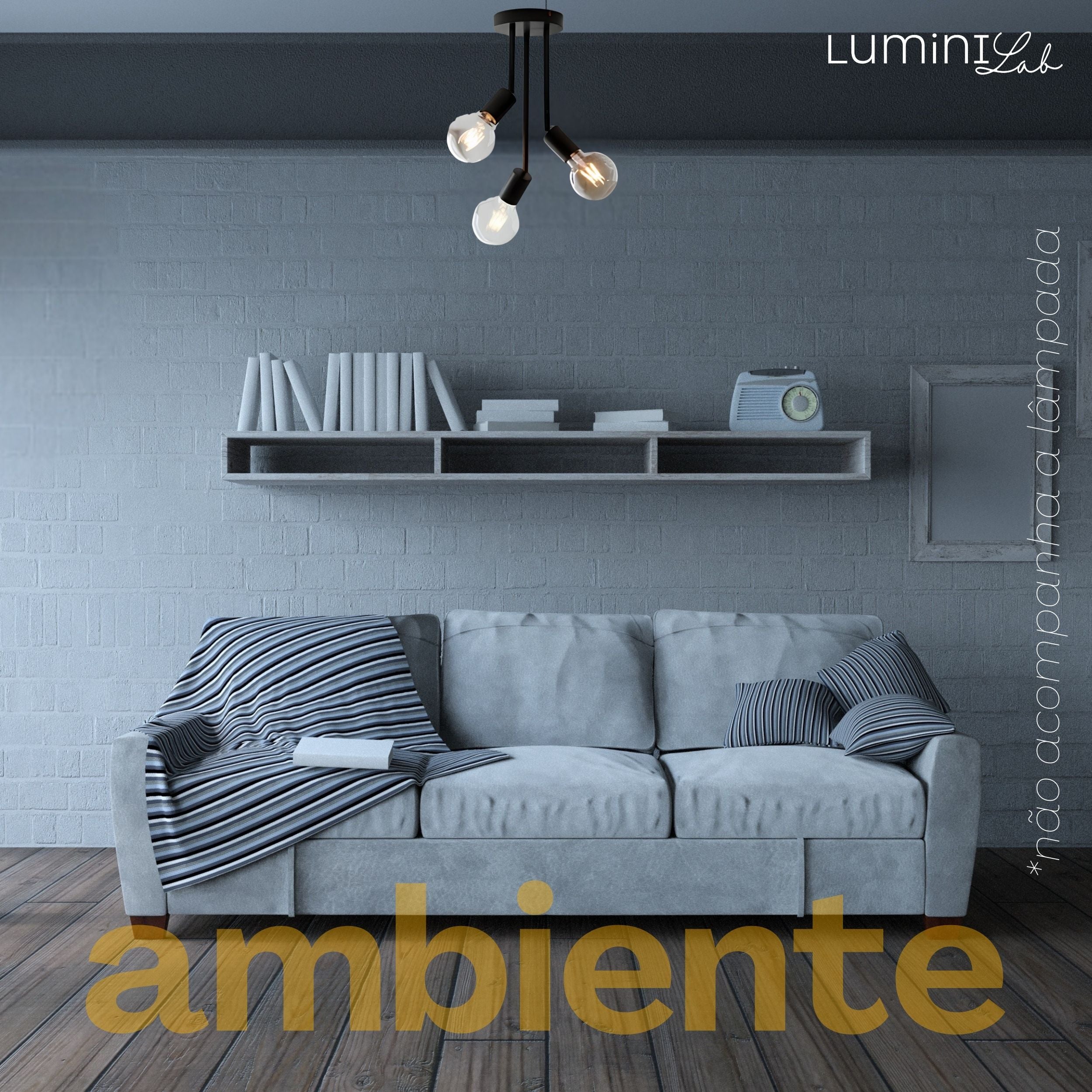 Plafon Koppla Aluminio Teto 3 Luzes E27 Bivolt Lumini Lab