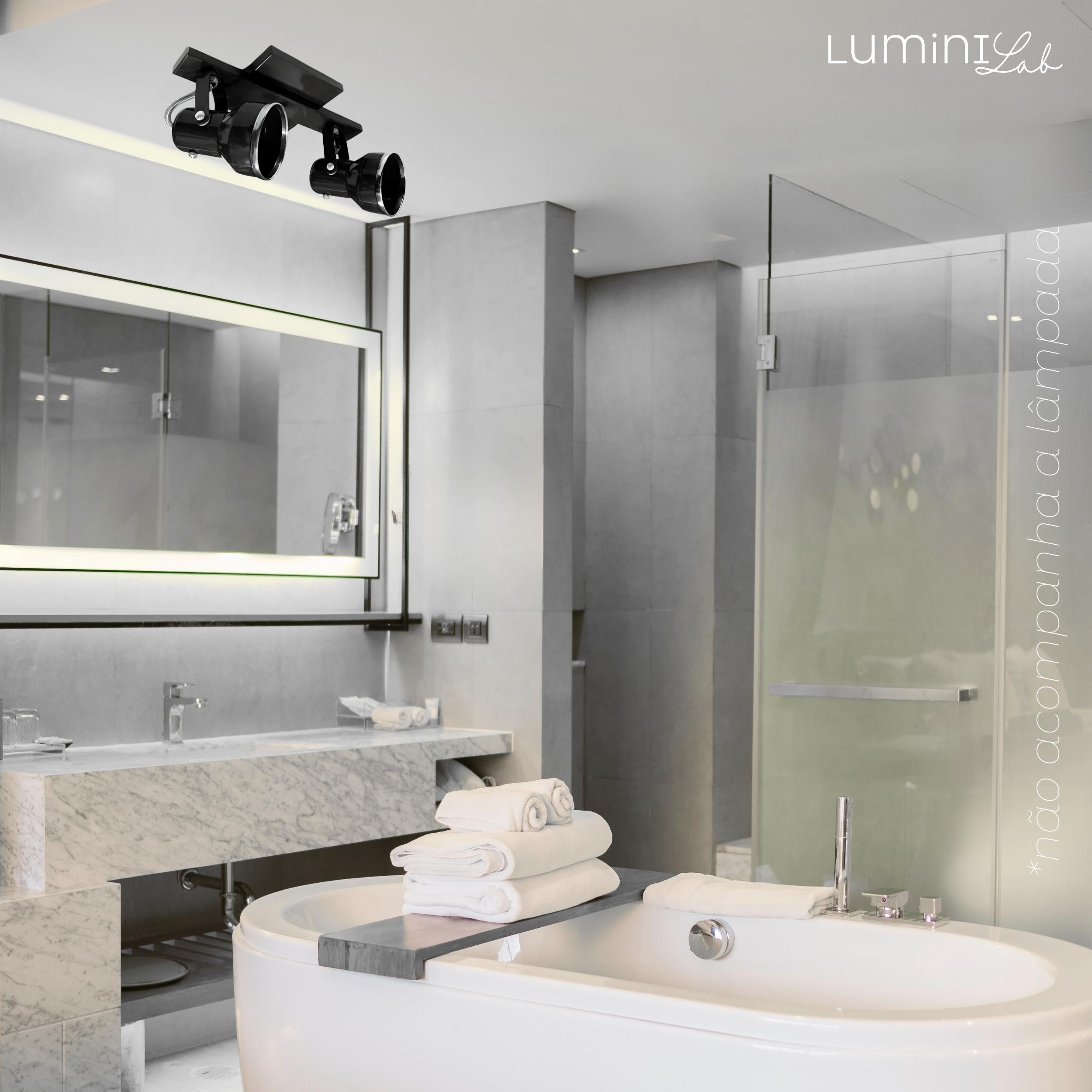 Spot Trilho New Aluminio Teto 2 Luzes E27 Bivolt Lumini Lab