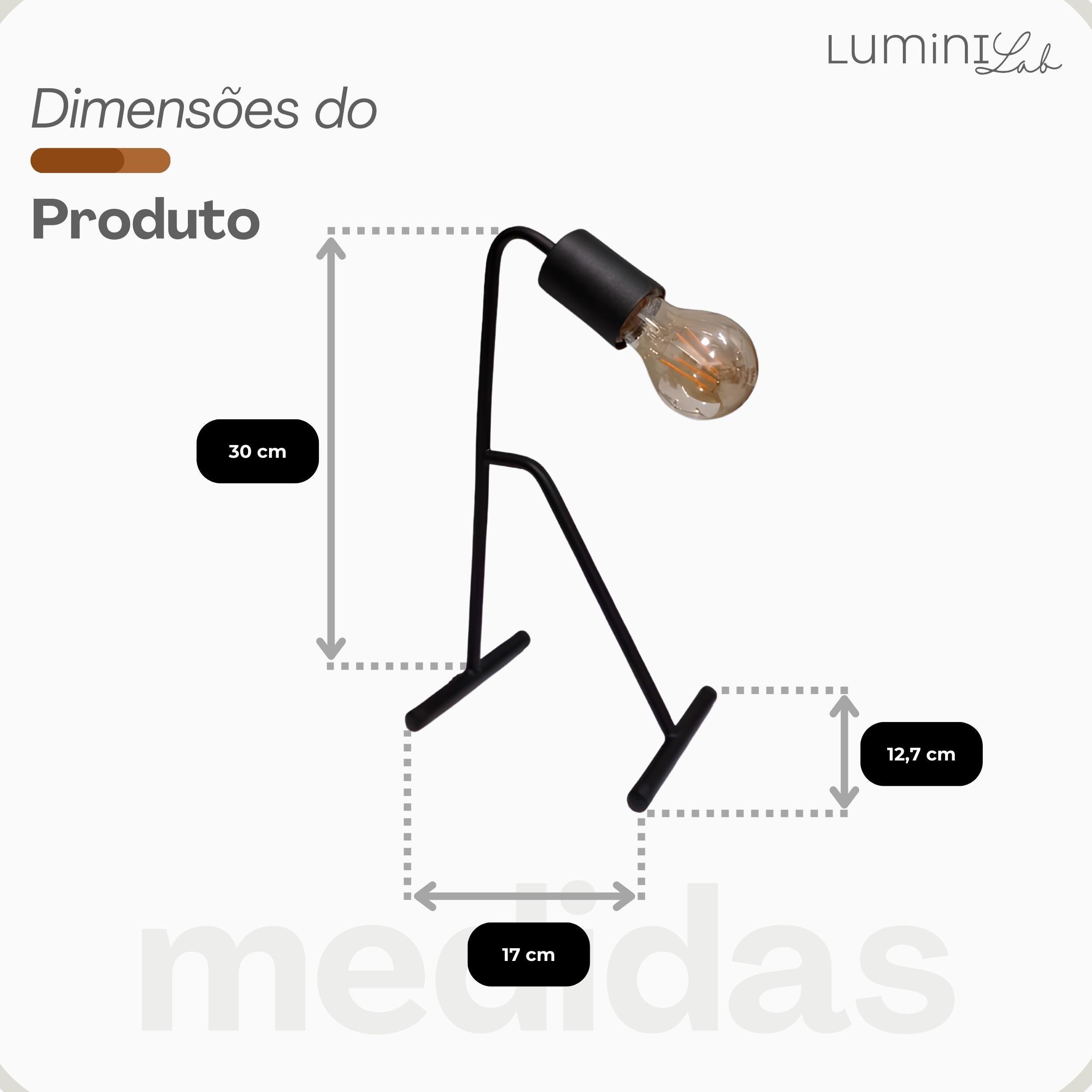 Luminaria de Mesa Pix Aluminio 1 Luz E27 Bivolt Lumini Lab