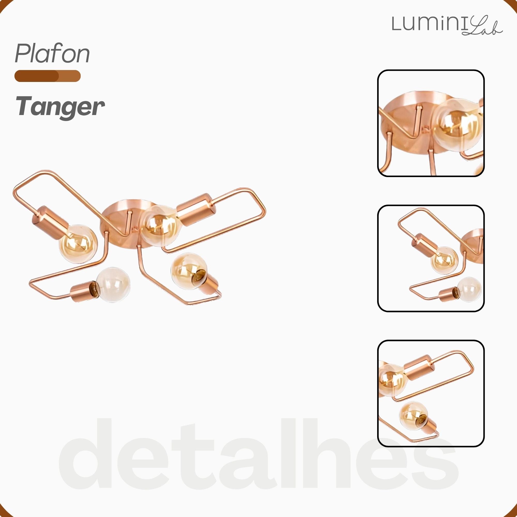 Plafon Tanger Aluminio Teto E27 4 Luzes Lumini Lab