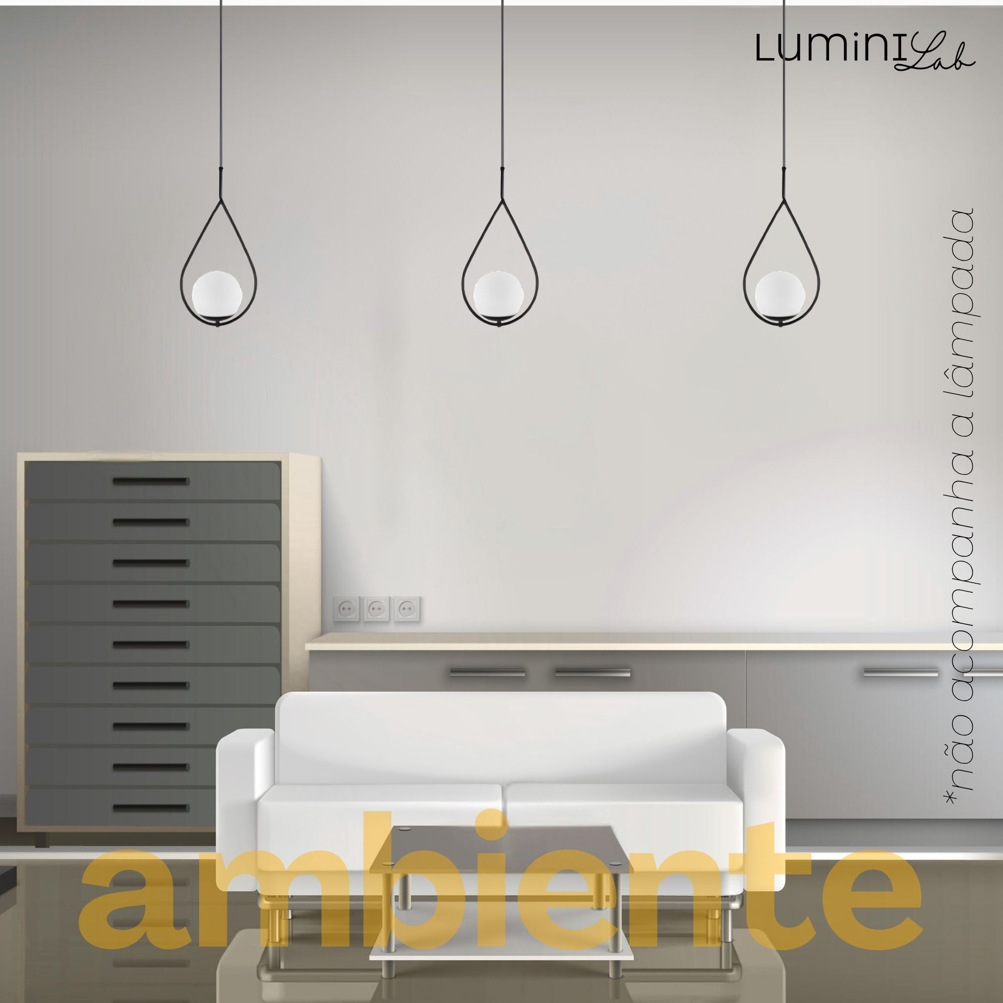 Pendente Bagda Aluminio Teto E27 1 Luz Lumini Lab