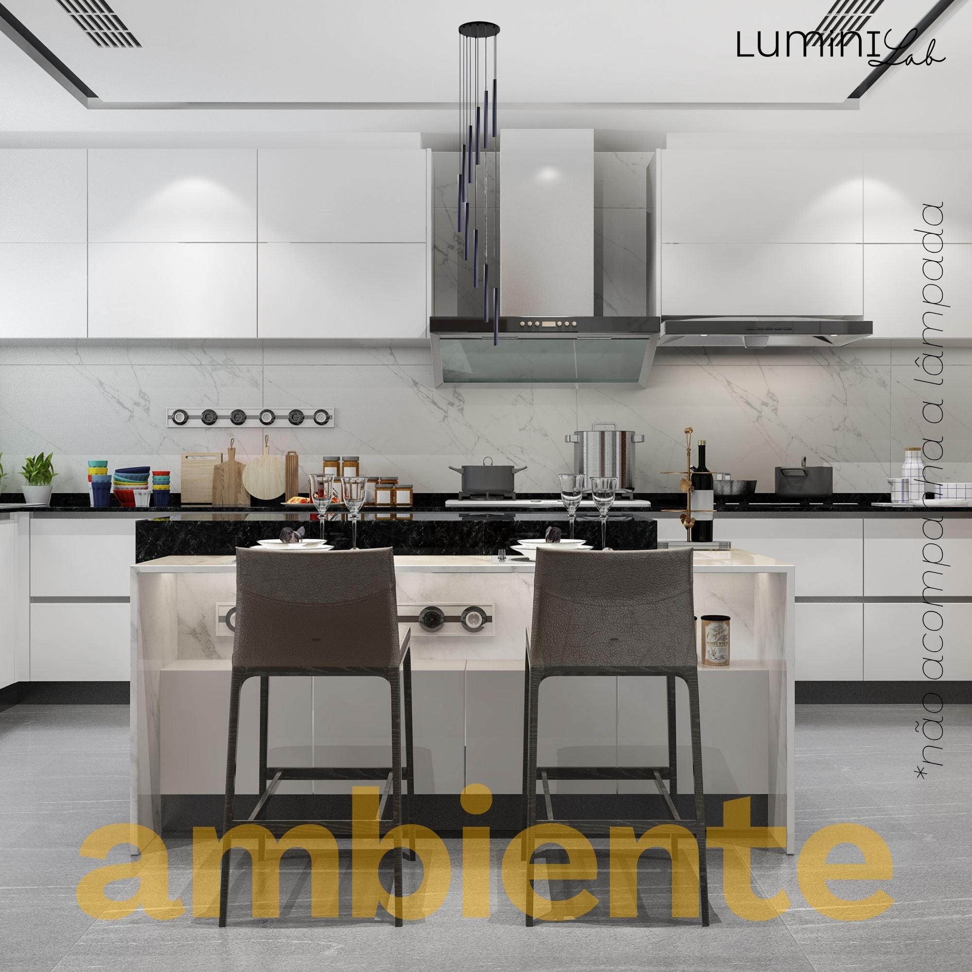 Pendente Arcana Aluminio Teto Cabo 1 metro 10 Luzes GU10 Bivolt Lumini Lab