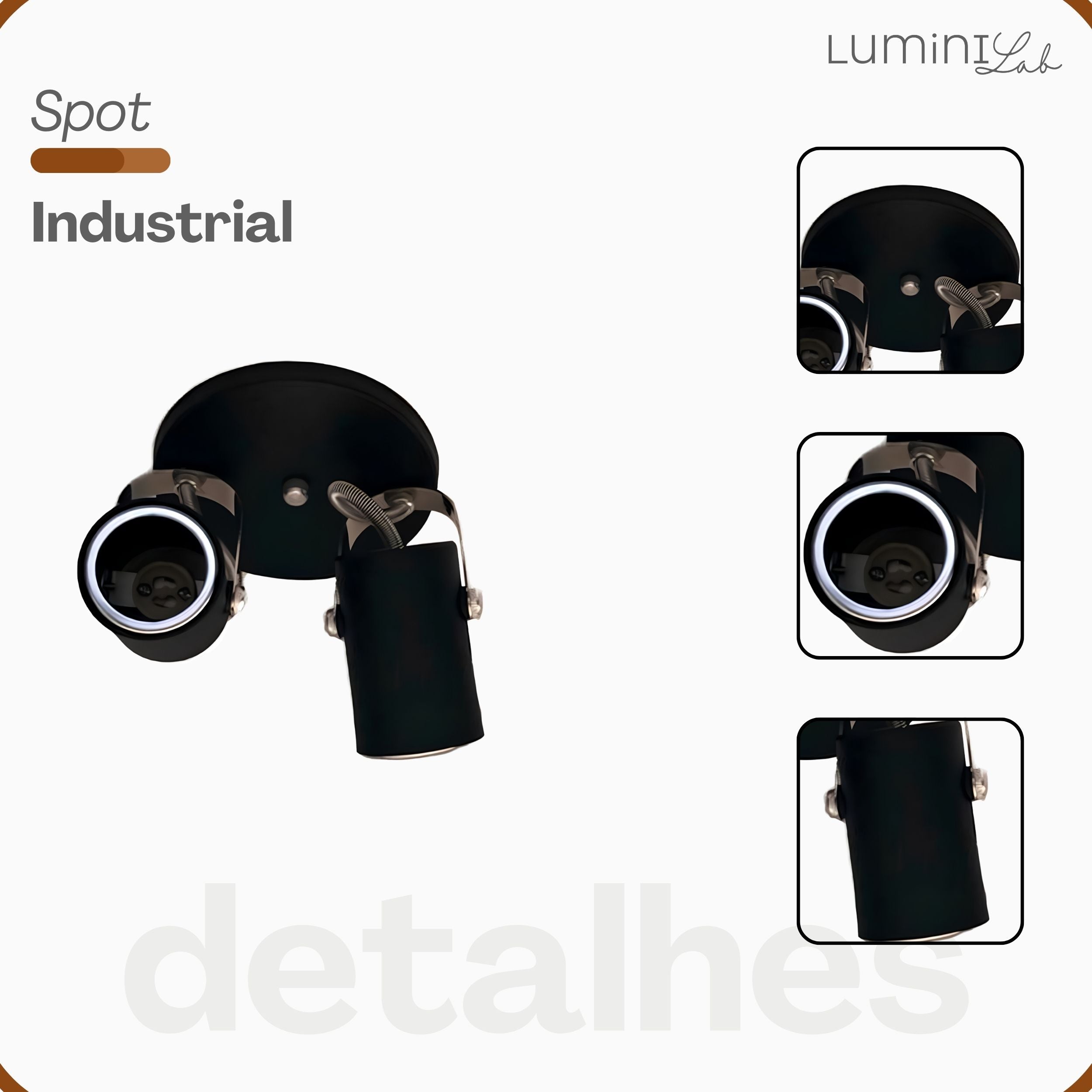 Spot Industrial Aluminio Teto 2 Luzes GU10 Bivolt Lumini Lab