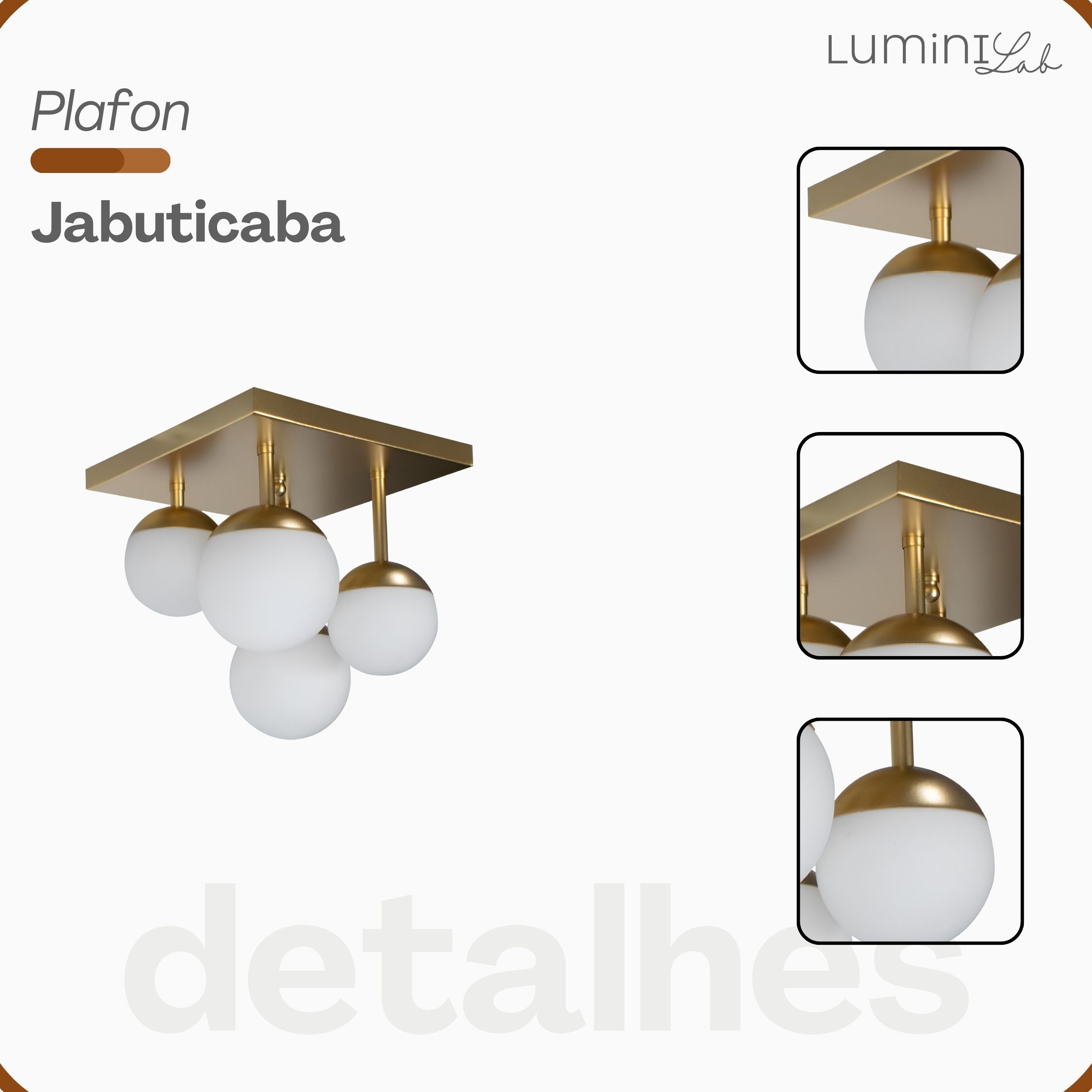 Plafon Jabuticaba Aluminio Teto 4 Luzes G9 D12 Bivolt Lumini Lab