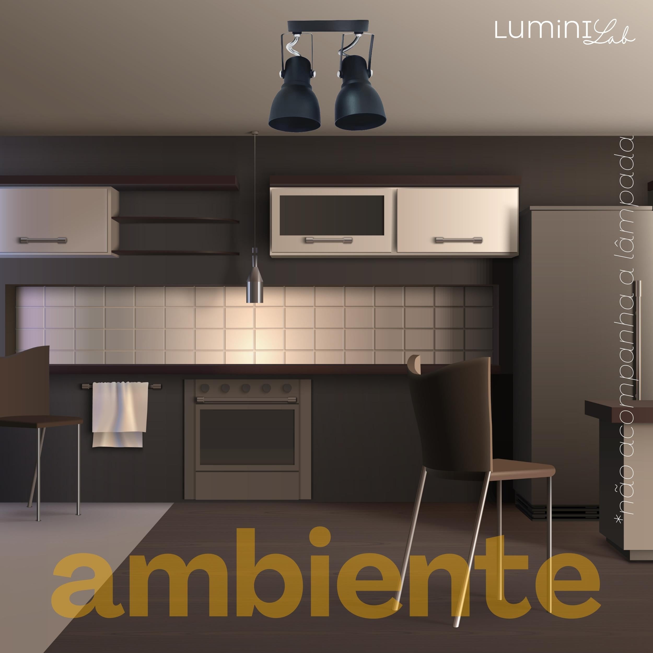 Spot Trilho Popular Aluminio Teto 2 Luzes E27 Bivolt Lumini Lab