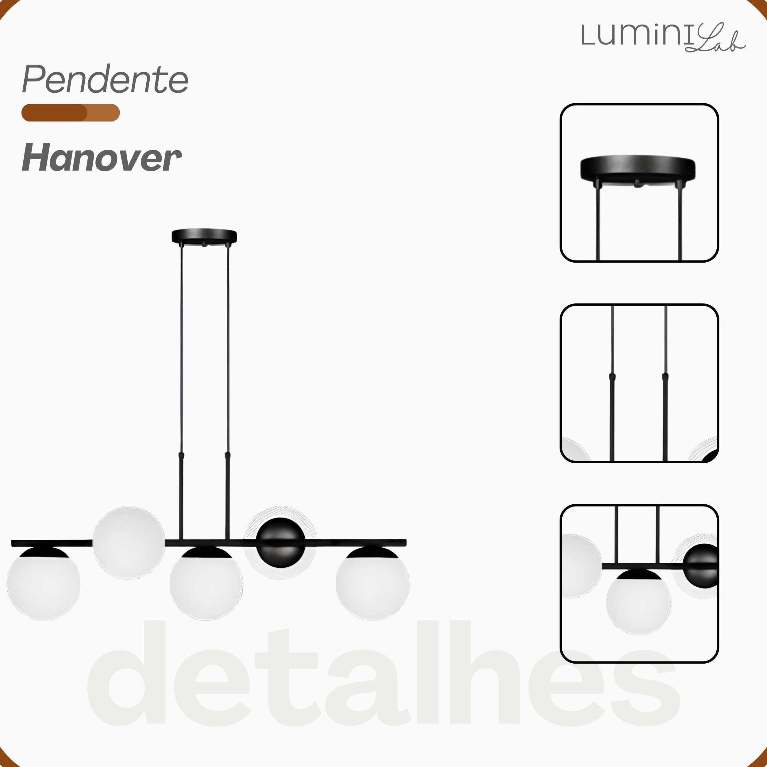 Pendente Hanover Aluminio D15 Teto E27 5 Luzes Lumini Lab