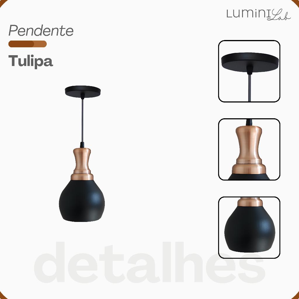 Pendente Tulipa Aluminio Teto E27 1 Luz Lumini Lab