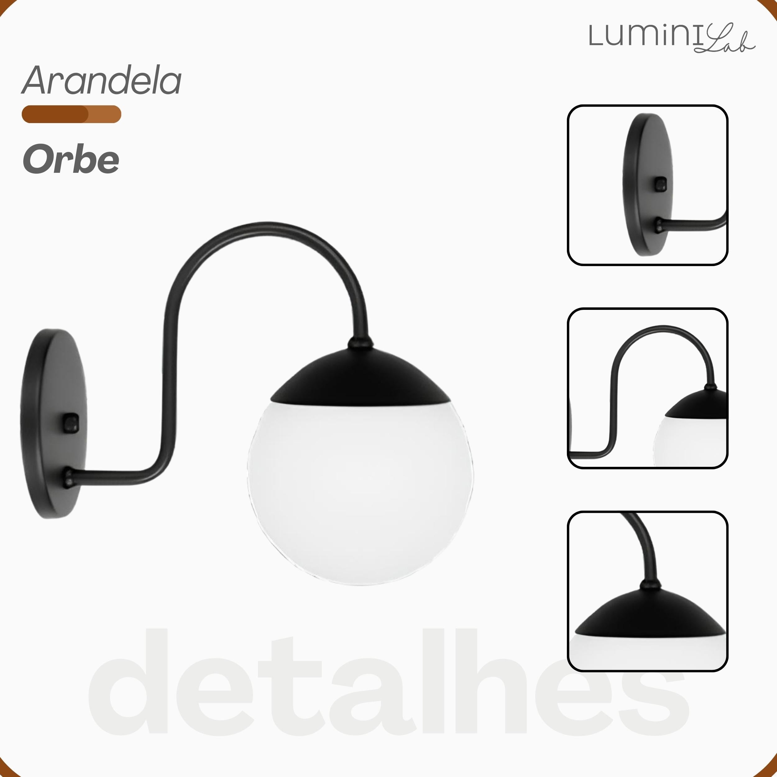 Arandela Orbe Aluminio Parede 1 Luz G9 D12 Bivolt Lumini Lab