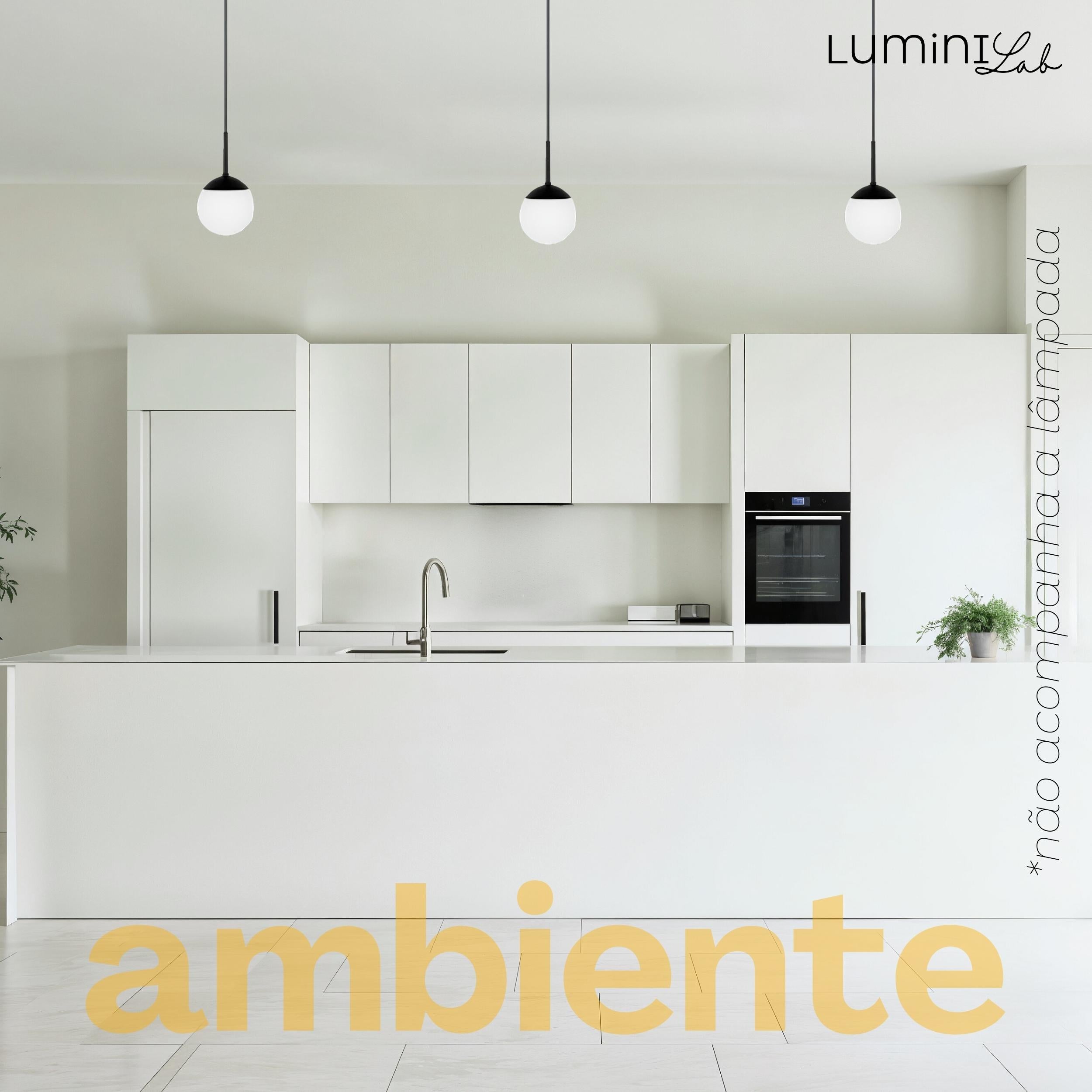 Pendente Orbe Aluminio D12 Teto G9 1 Luz Lumini Lab