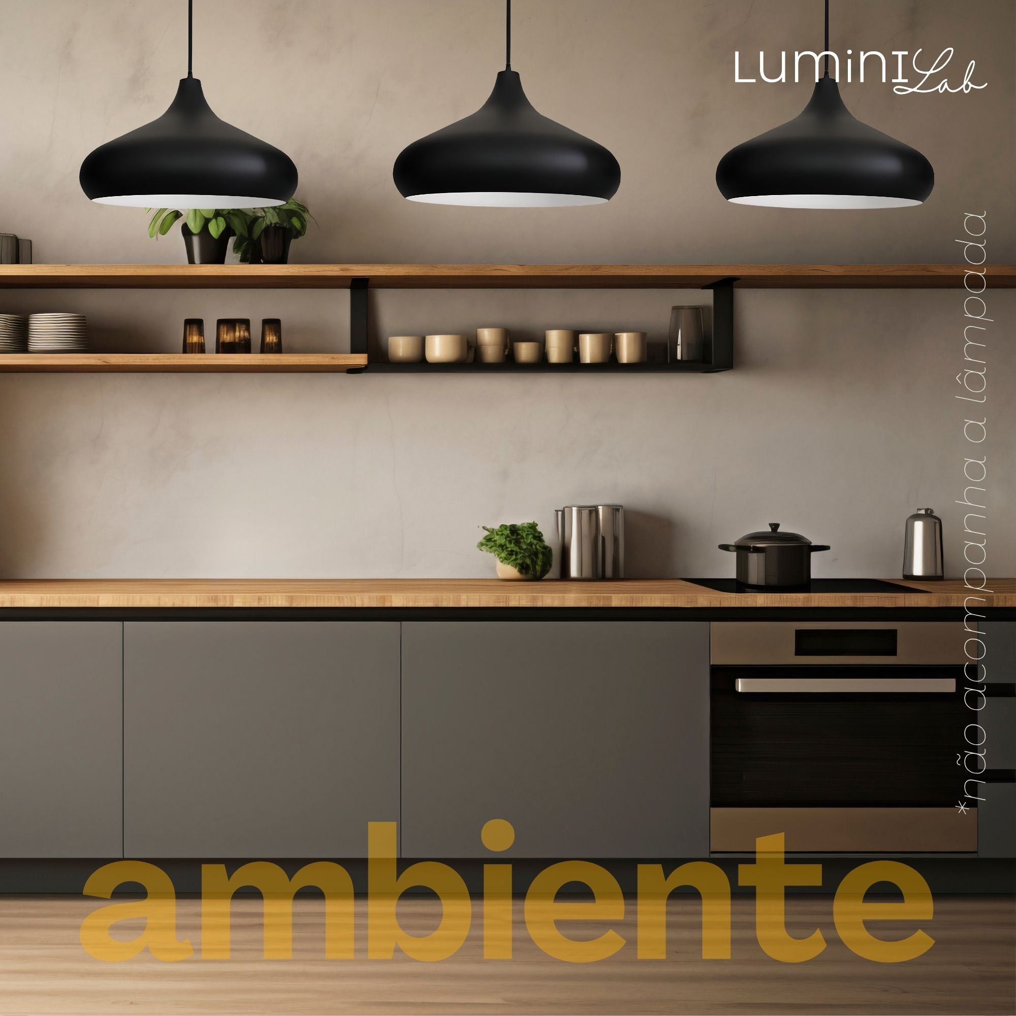 Pendente Gomo Aluminio Teto E27 1 Luz Lumini Lab