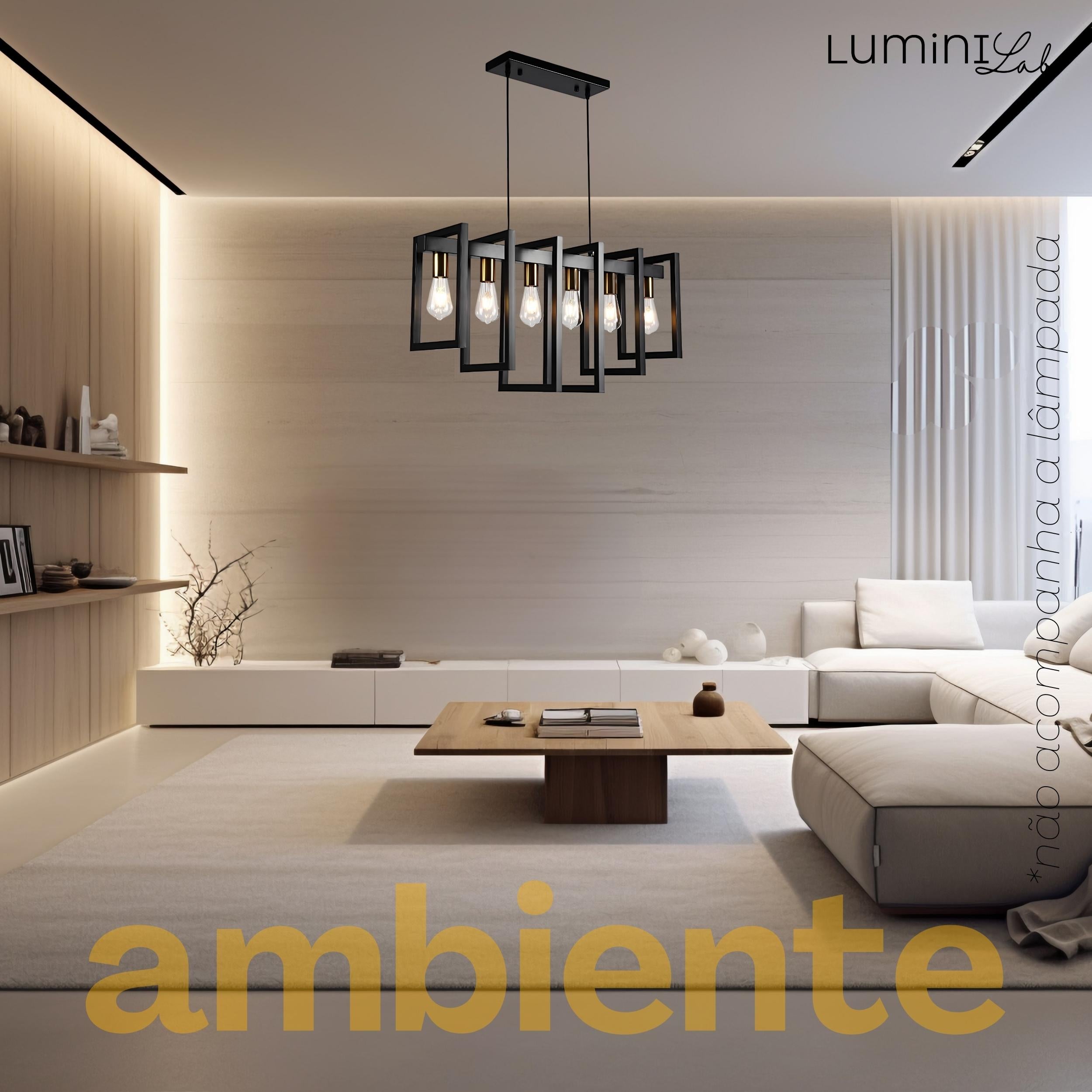 Pendente Polônia Aluminio 6 Luzes E27 Bivolt Lumini Lab