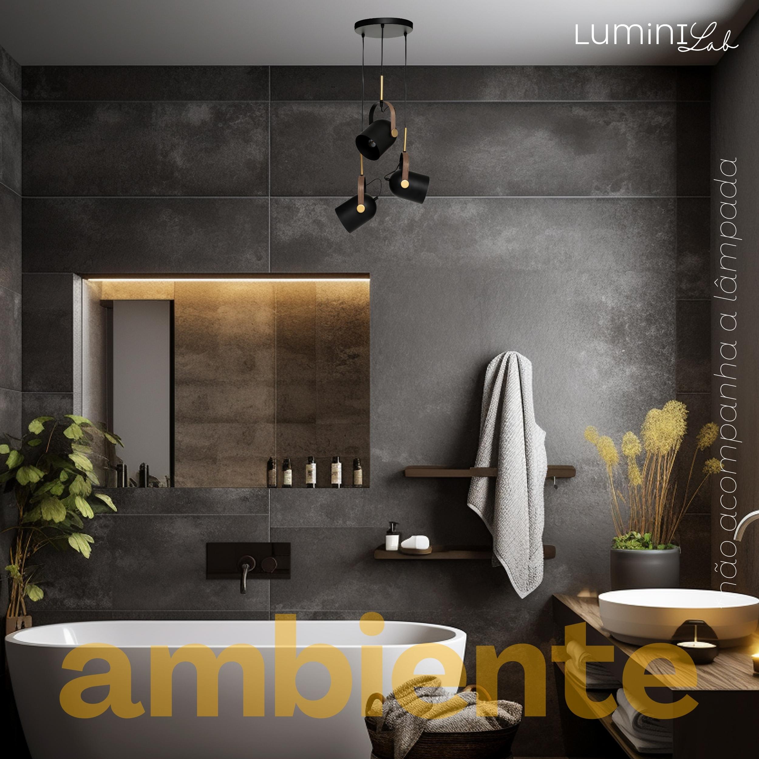 Pendente Quila Aluminio Teto Cabo 1 metro 3 Luzes GU10 Bivolt Lumini Lab
