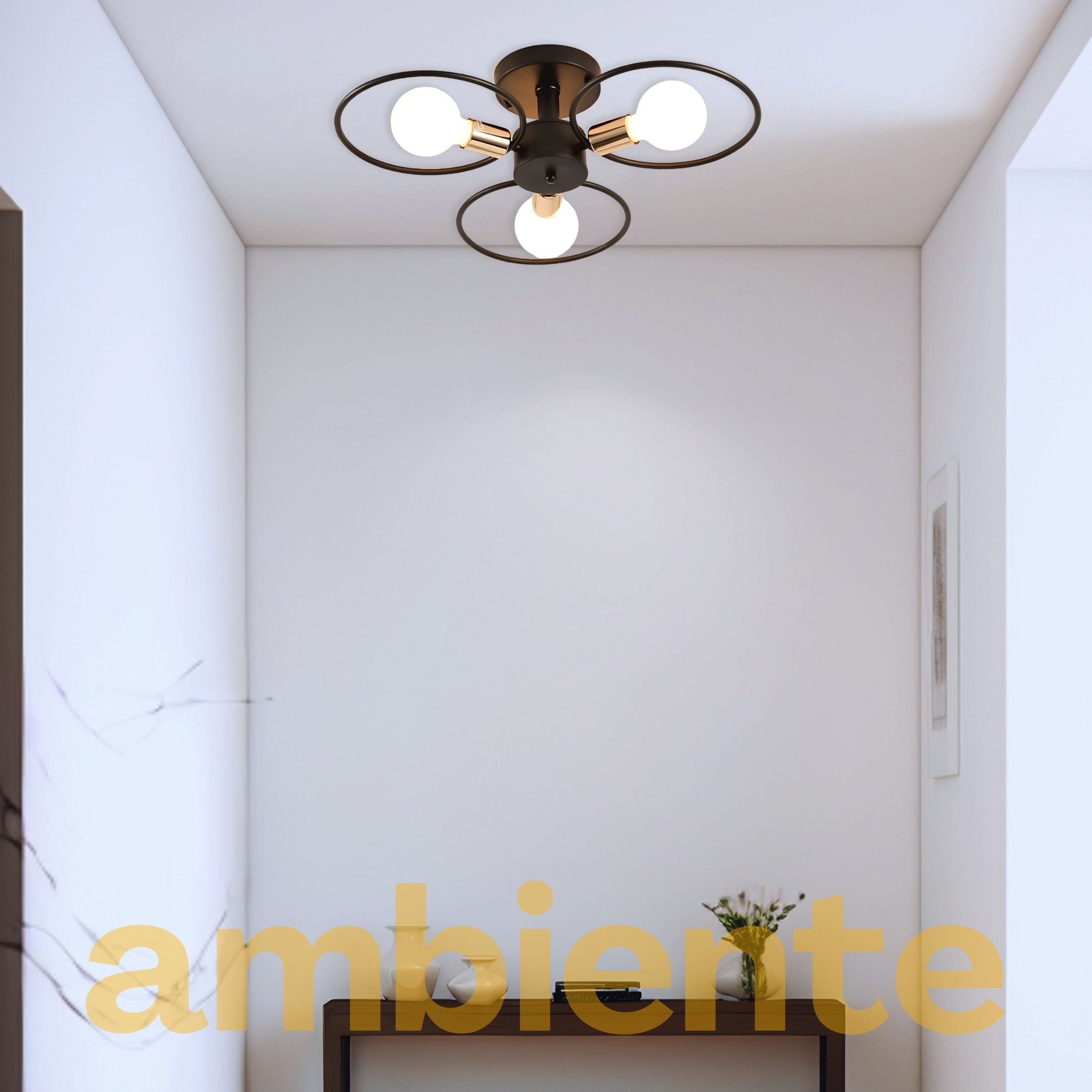 Plafon Tres Arcos Aluminio Teto E27 3 Luzes Lumini Lab