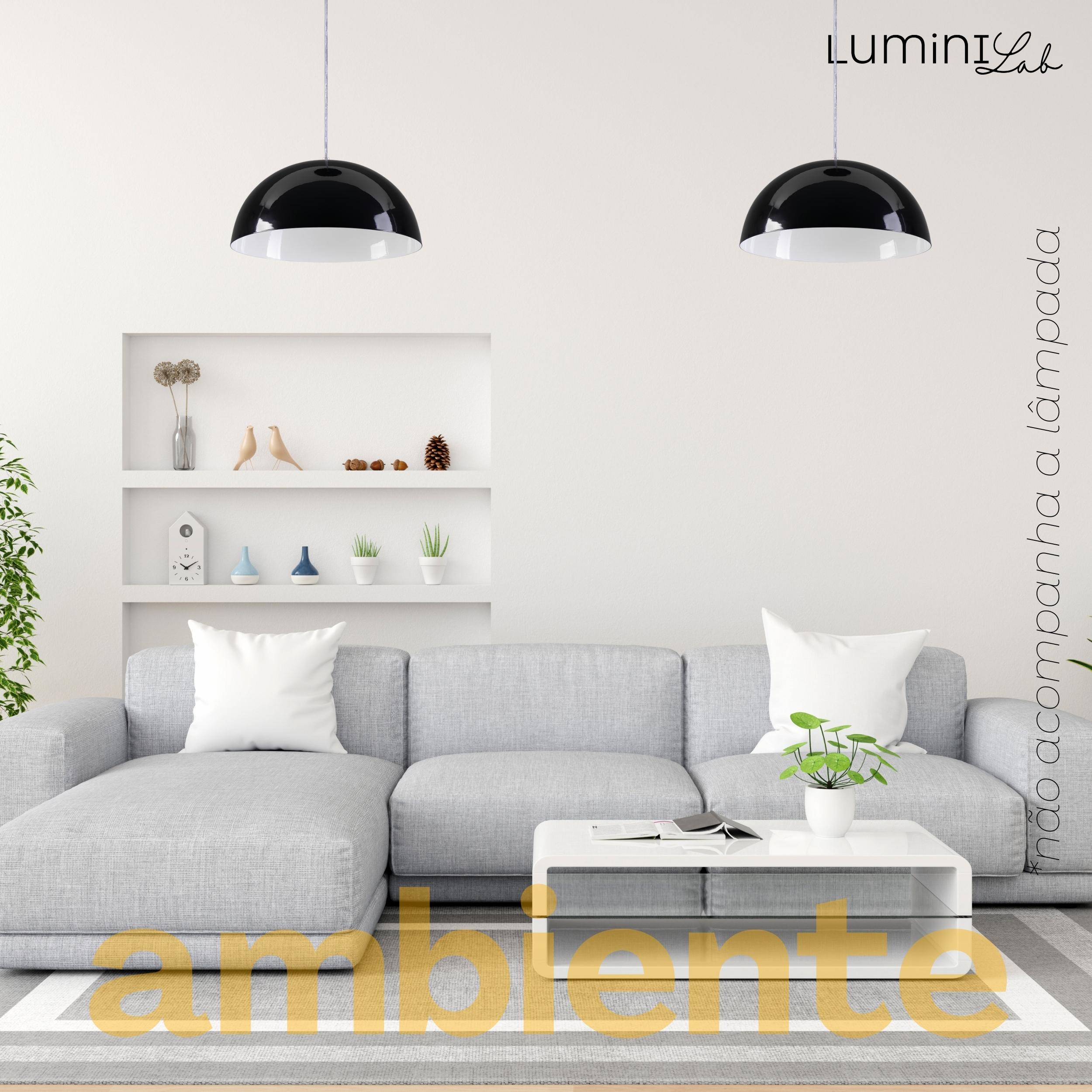 Pendente Meia Lua 30 cm Aluminio Teto E27 1 Luz Lumini Lab