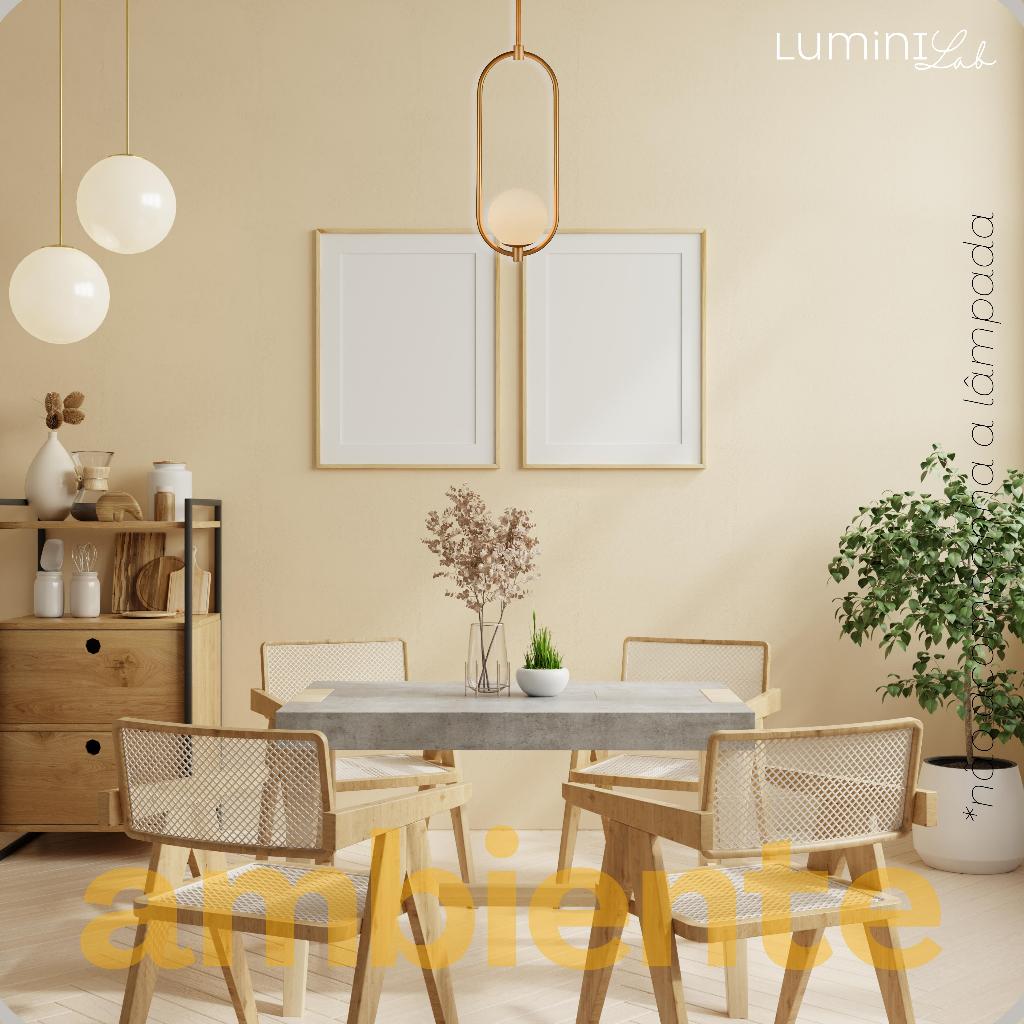 Kit 2x Pendente Arco Aluminio D12 Teto G9 1 Luz Lumini Lab