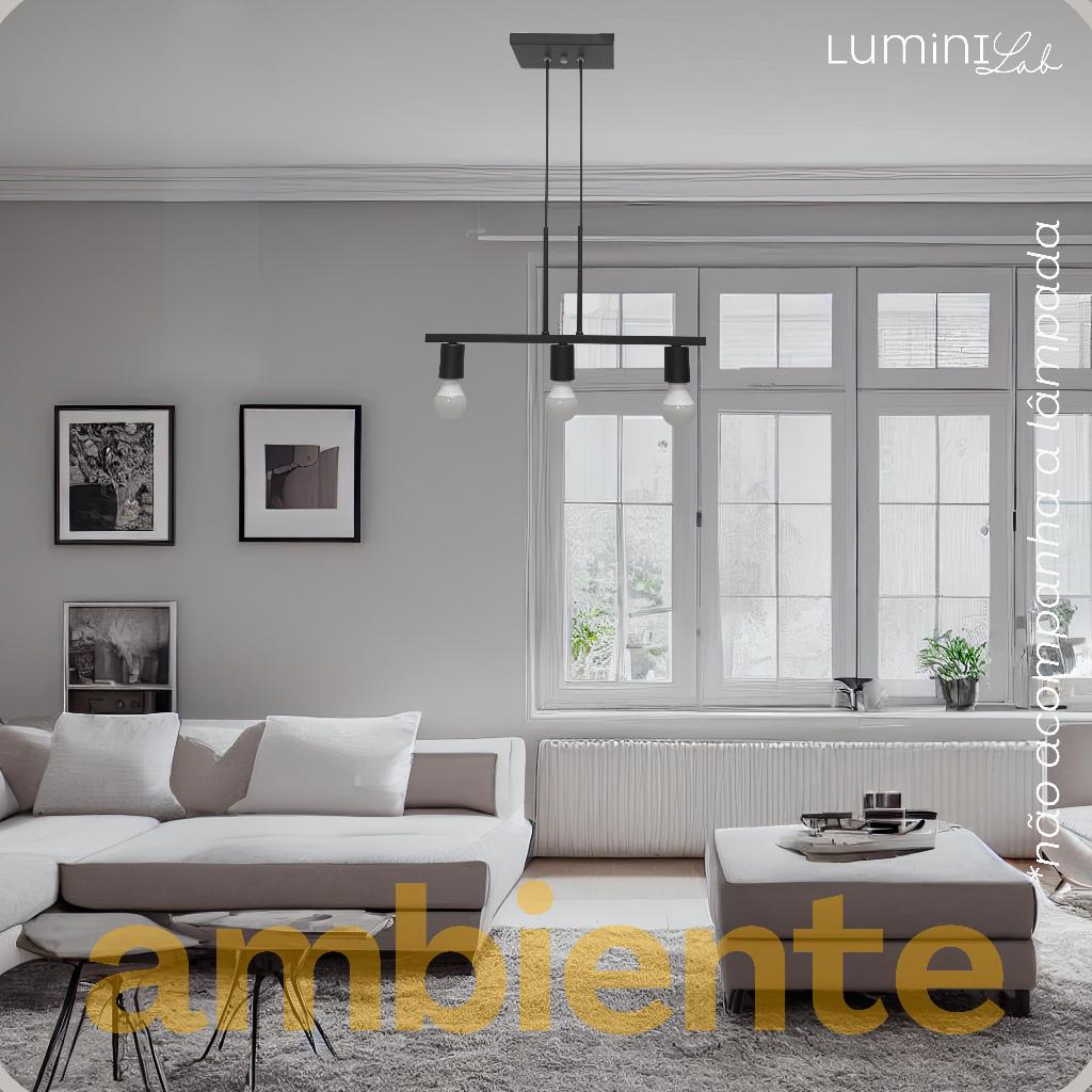 Pendente Rubis Aluminio Teto E27 3 Luzes Lumini Lab