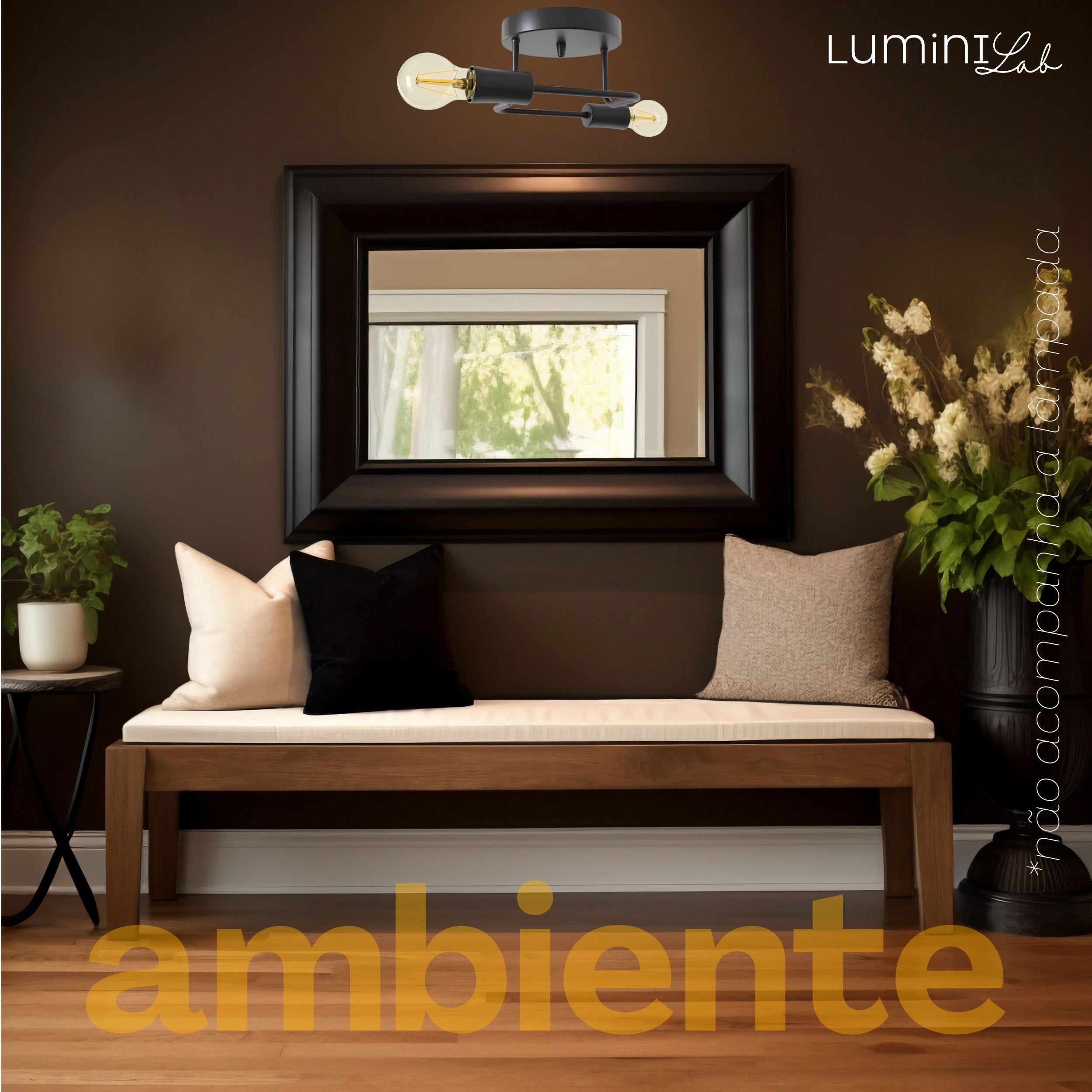 Plafon Marrakesh Aluminio Teto 2 Luzes E27 Bivolt Lumini Lab