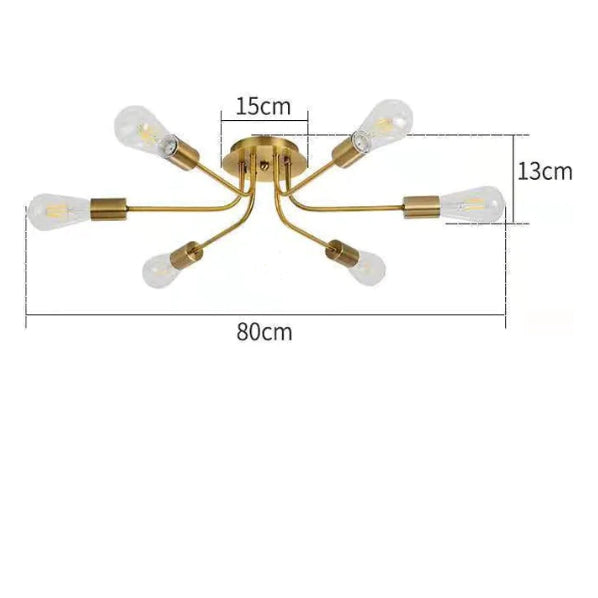 Plafon Aranha Aluminio Teto 6 Luzes E27 Bivolt Lumini Lab