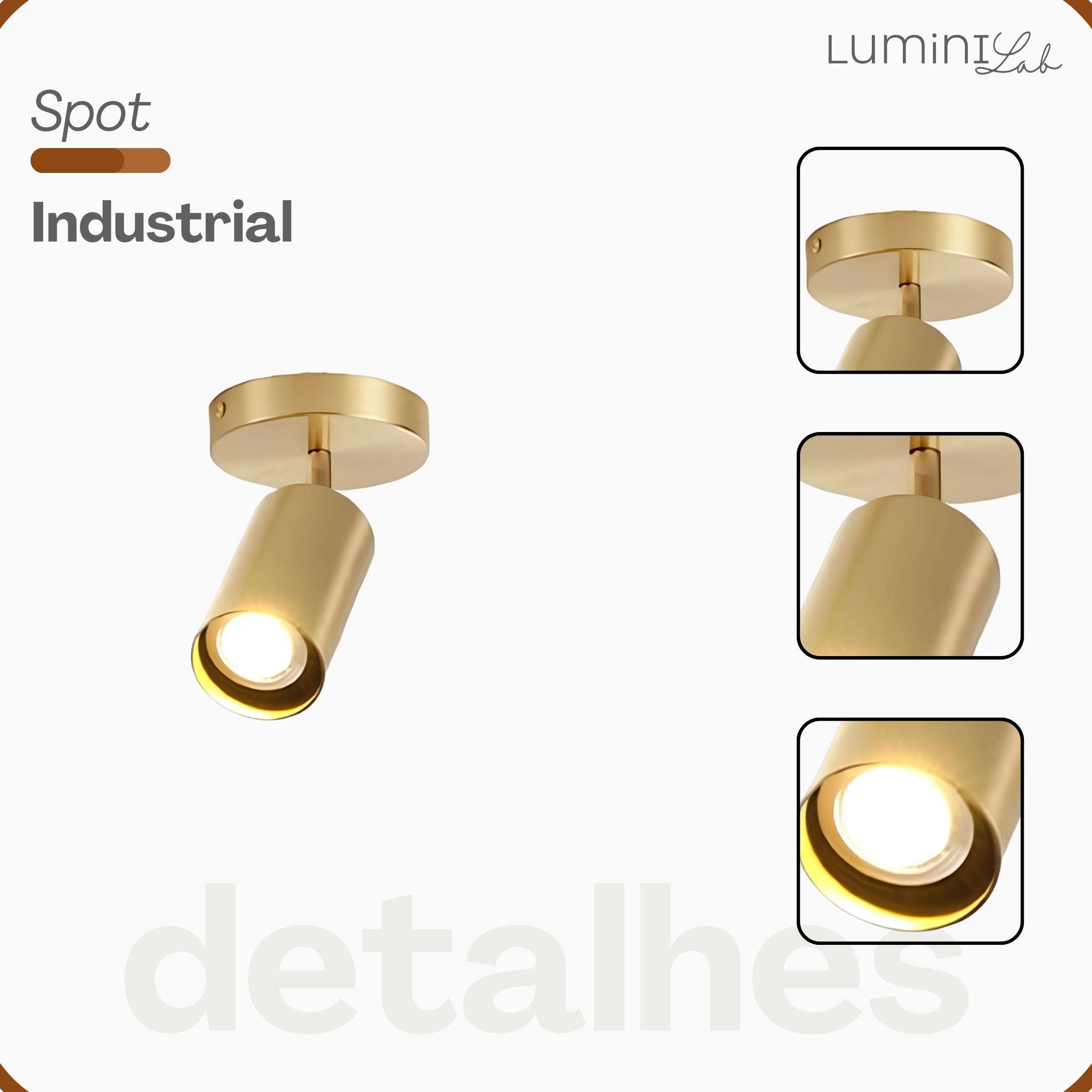 Spot Industrial Aluminio Teto 1 Luz GU10 Bivolt Lumini Lab