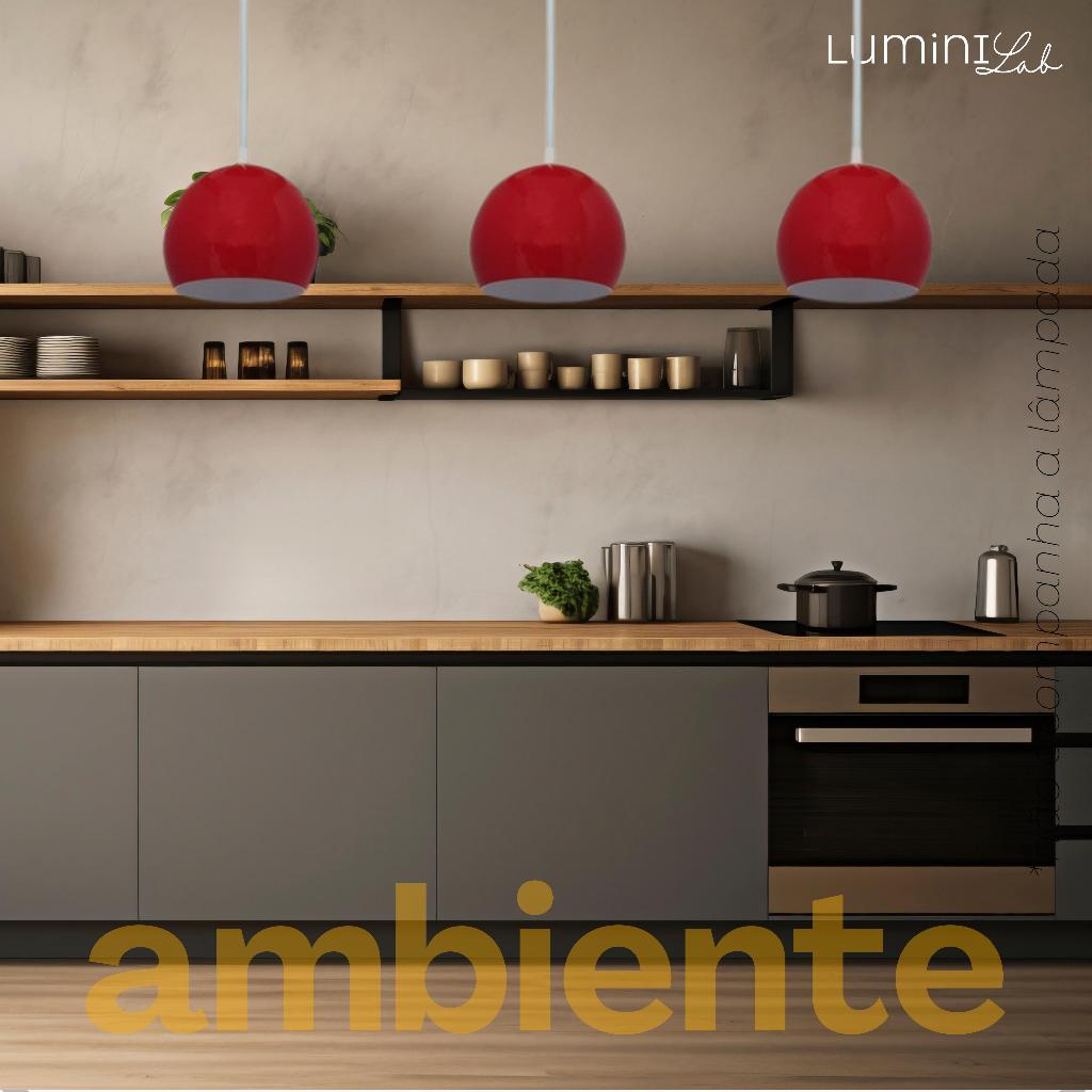 Kit 3x Pendente Coquinho Aluminio Teto E27 1 Luz Lumini Lab