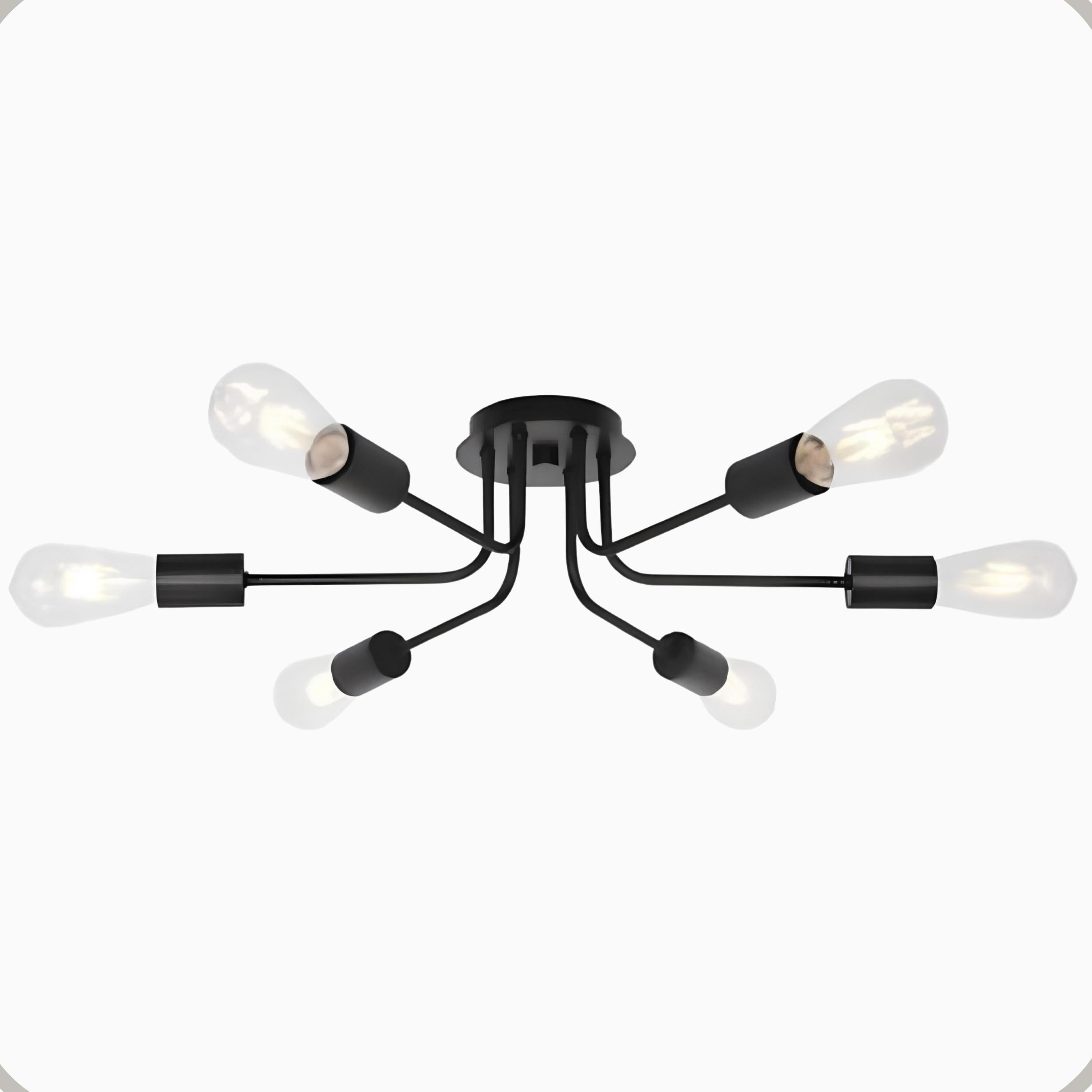 Plafon Aranha Aluminio Teto 6 Luzes E27 Bivolt Lumini Lab