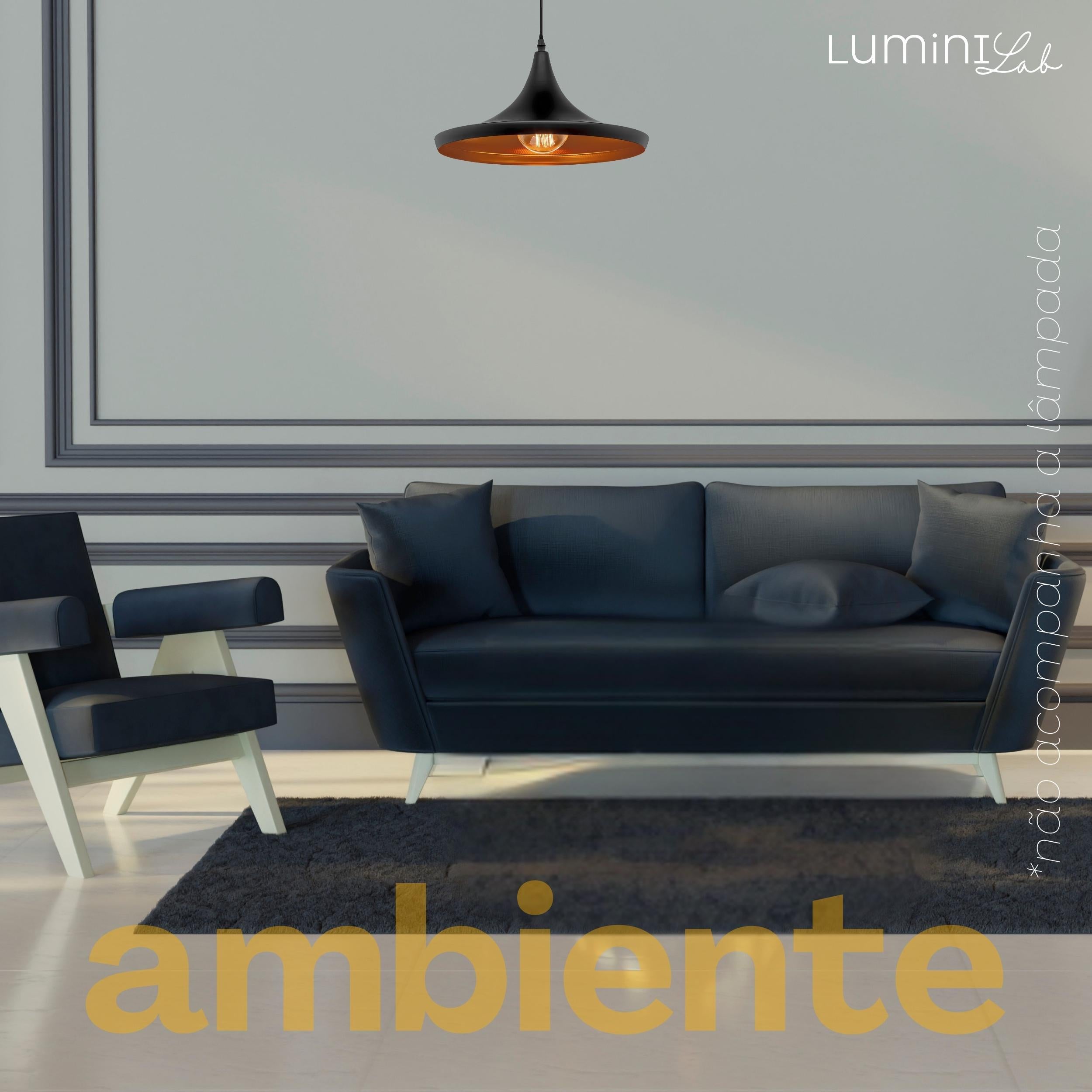 Pendente Chapeu Aluminio Teto E27 1 Luz Lumini Lab