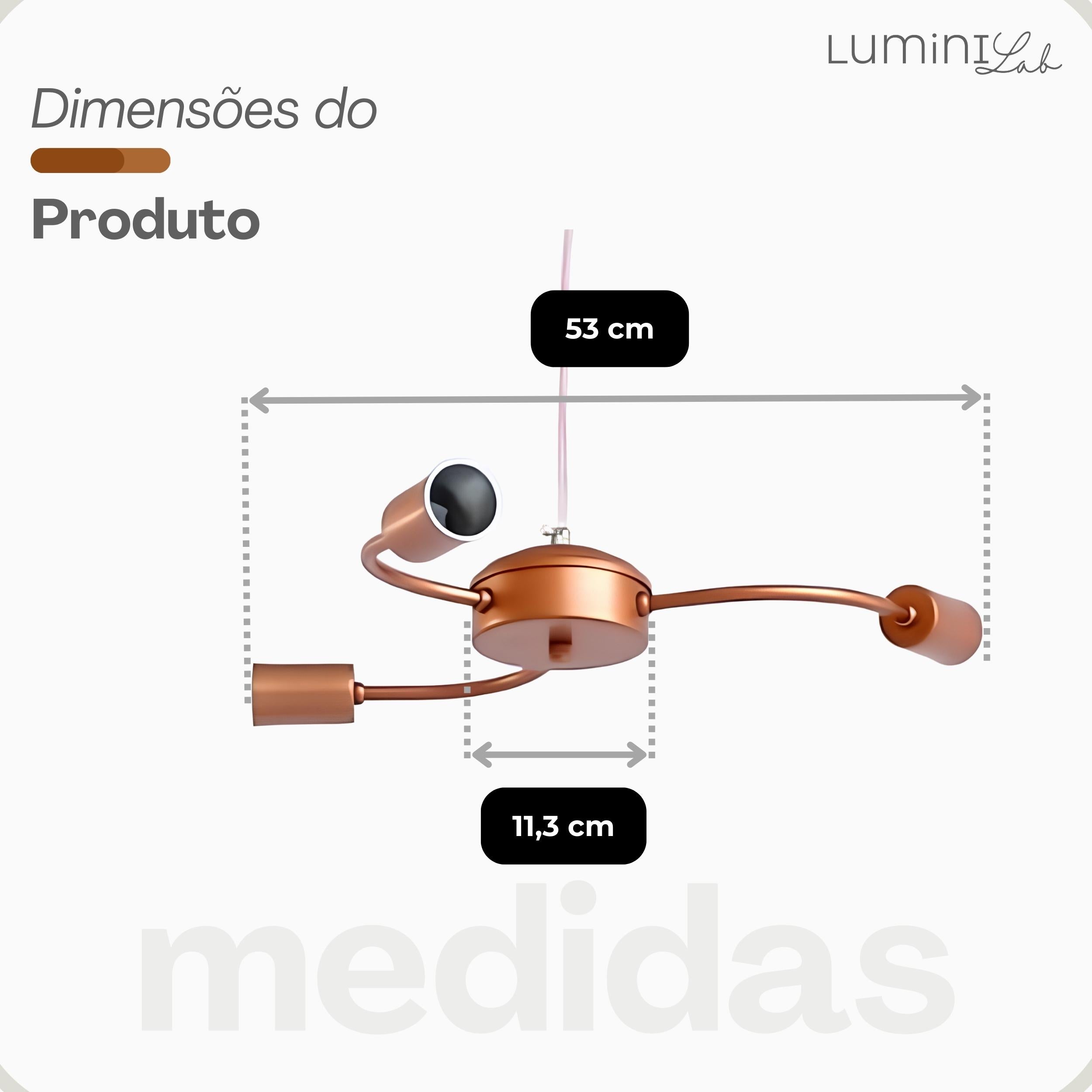 Pendente Master Aluminio Teto Cabo 1 metro 3 Luzes E27 Bivolt Lumini Lab