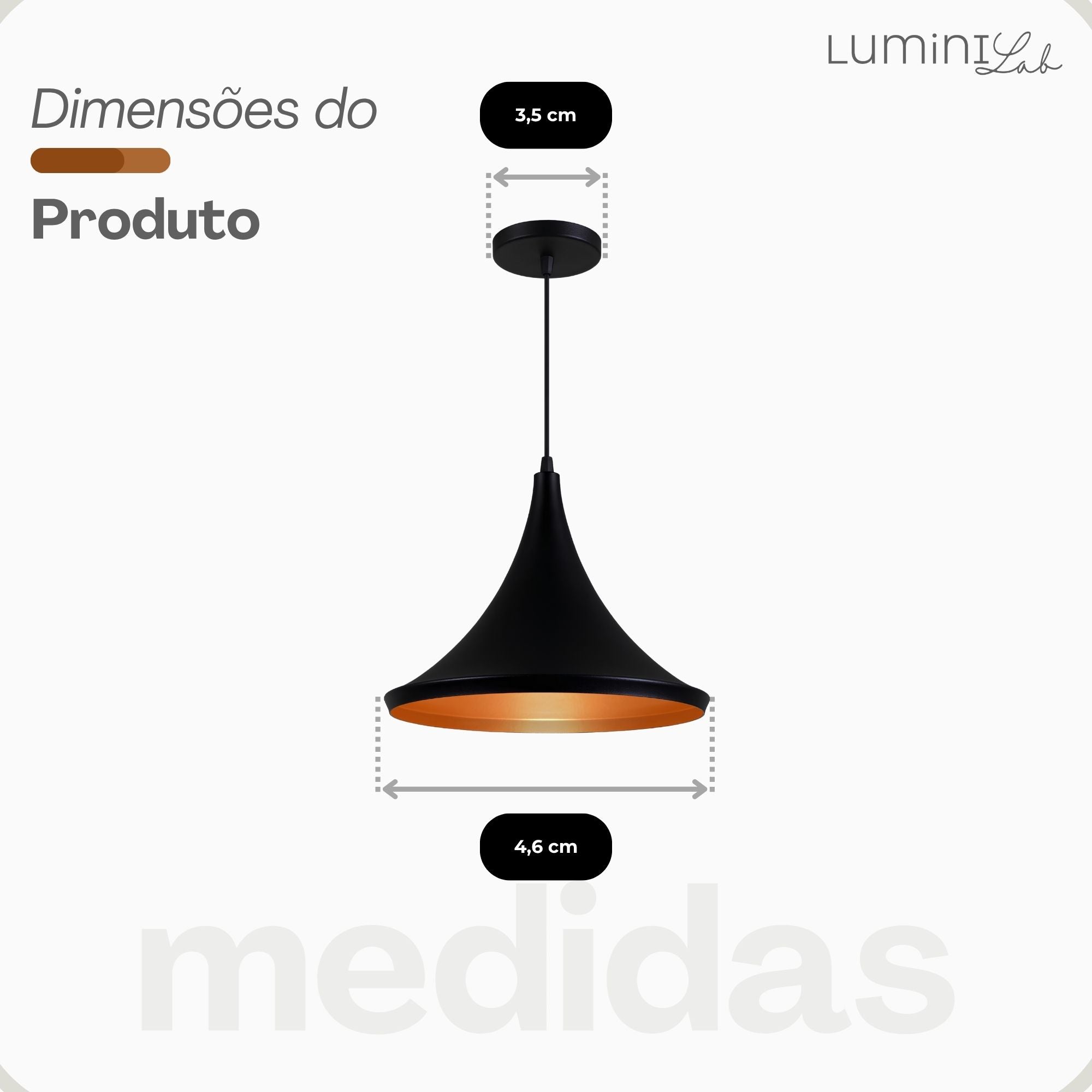 Pendente Tom Dixon Miami Aluminio Teto Cabo 1 metro 1 Luz E27 Bivolt Lumini Lab